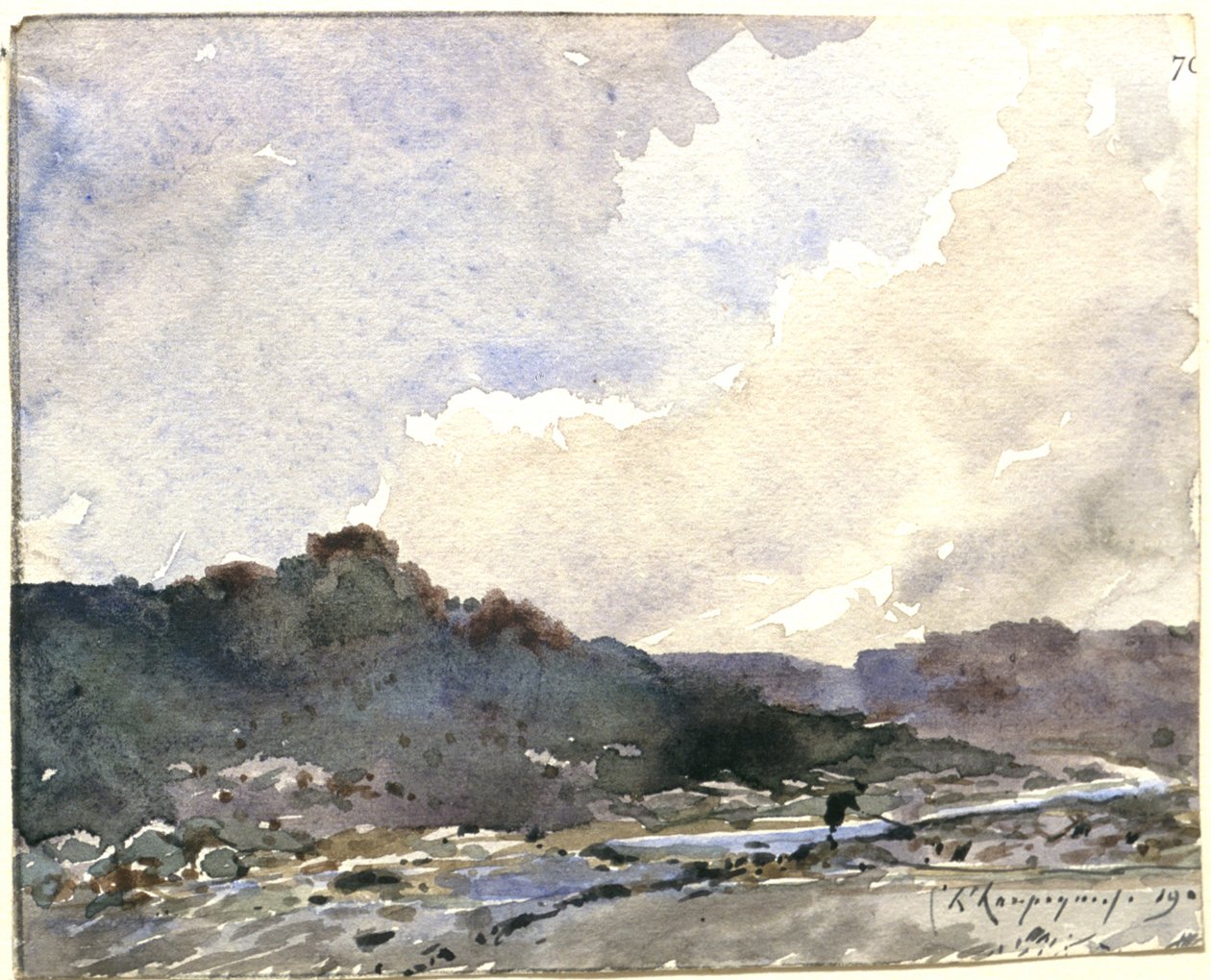 De bergstroom door Henri-Joseph Harpignies