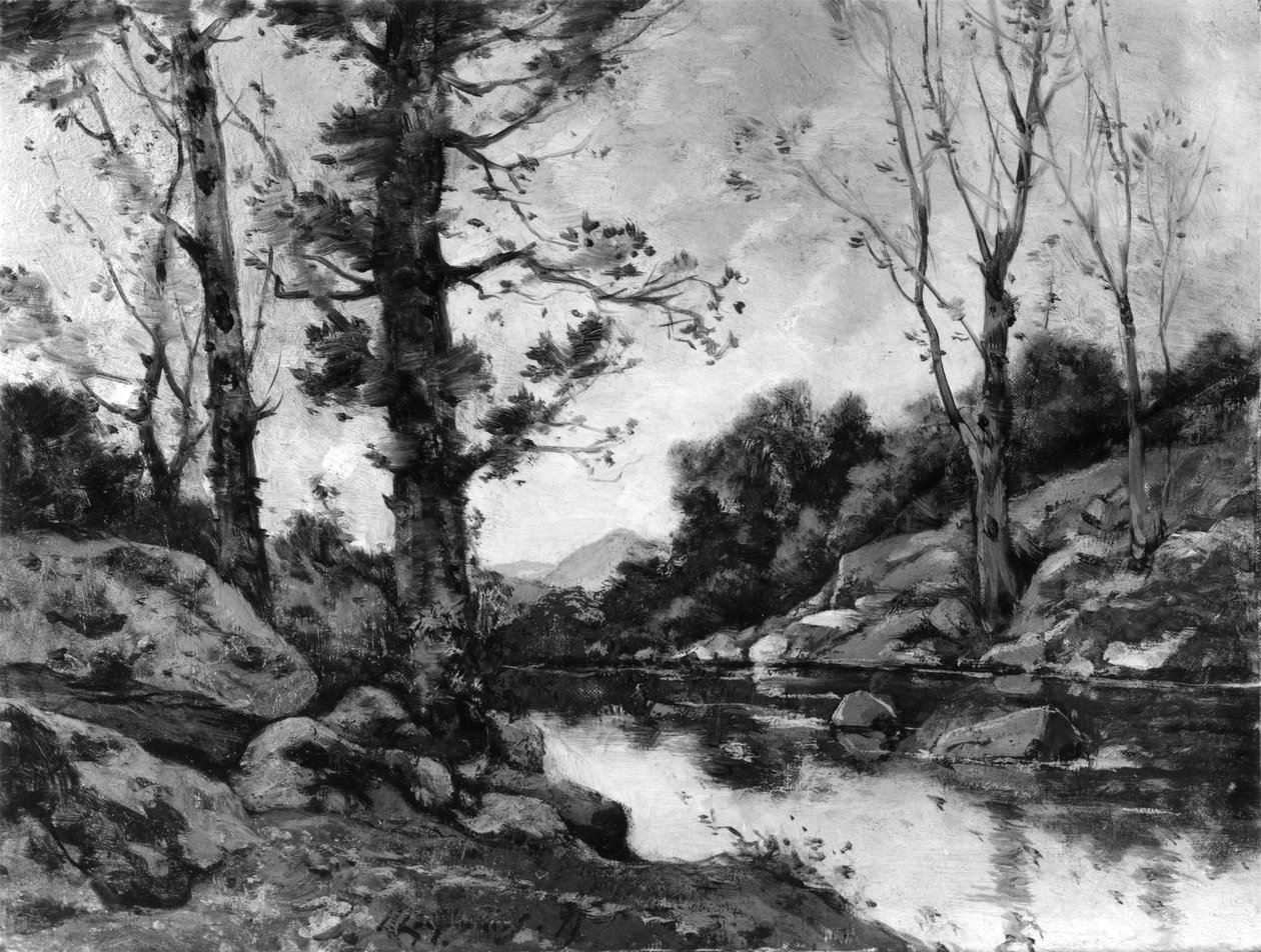 Gezicht bij Hérisson door Henri-Joseph Harpignies