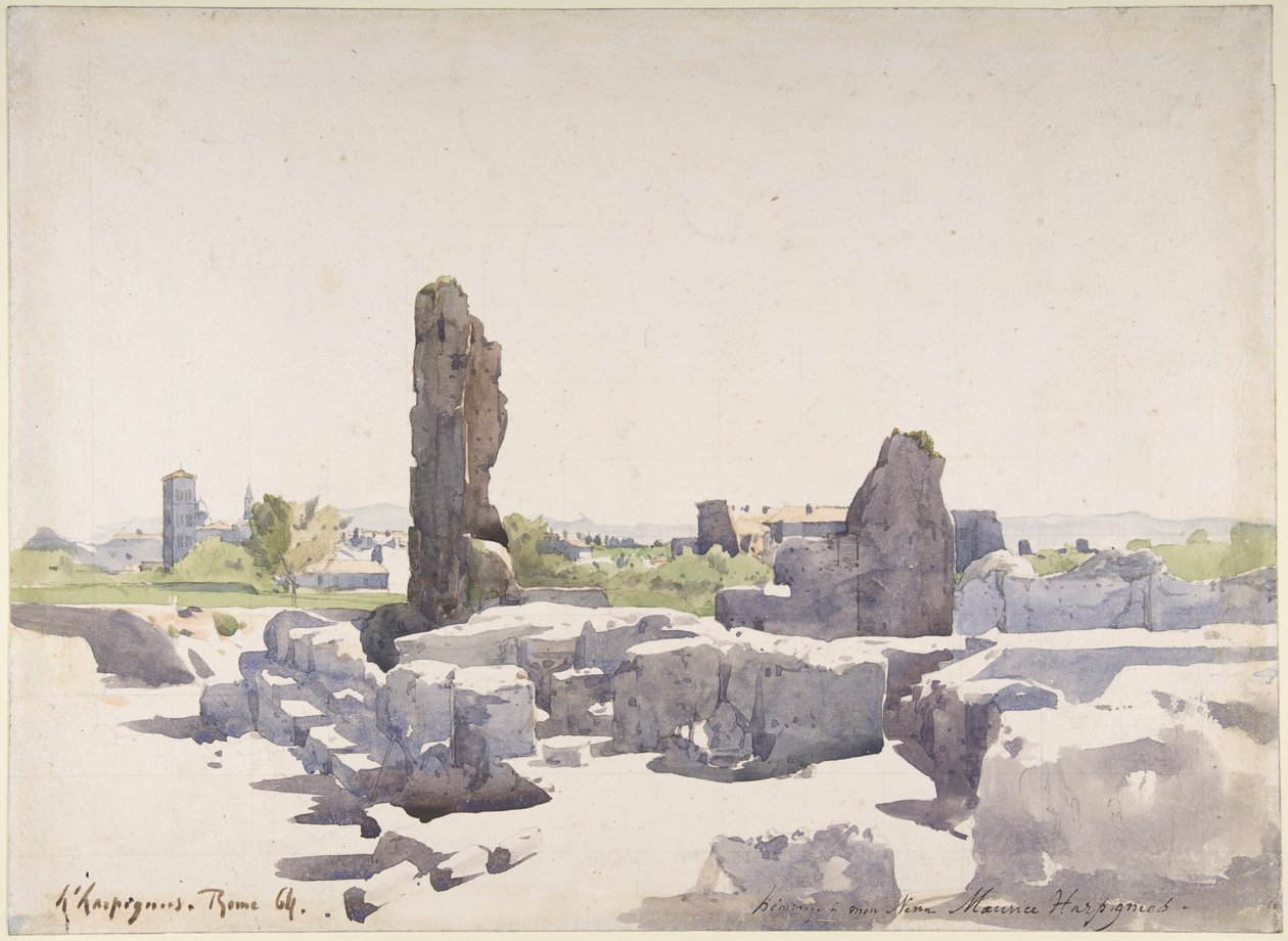 Gezicht op het Colosseum vanaf de basiliek van Domitianus en het Flavisch Paleis, Rome door Henri-Joseph Harpignies