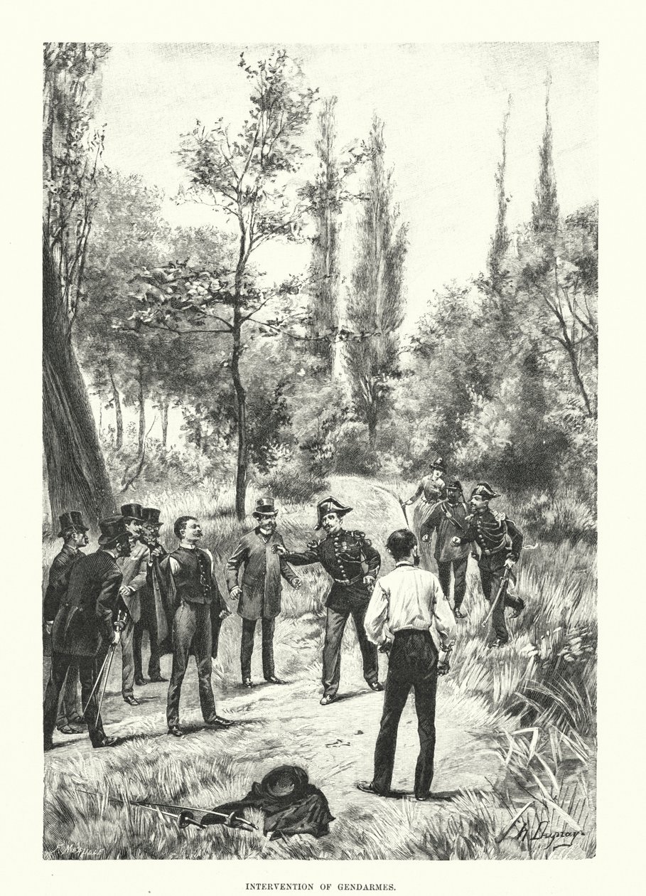 Tussenkomst van gendarmes (gravure) door Henri-Louis Dupray