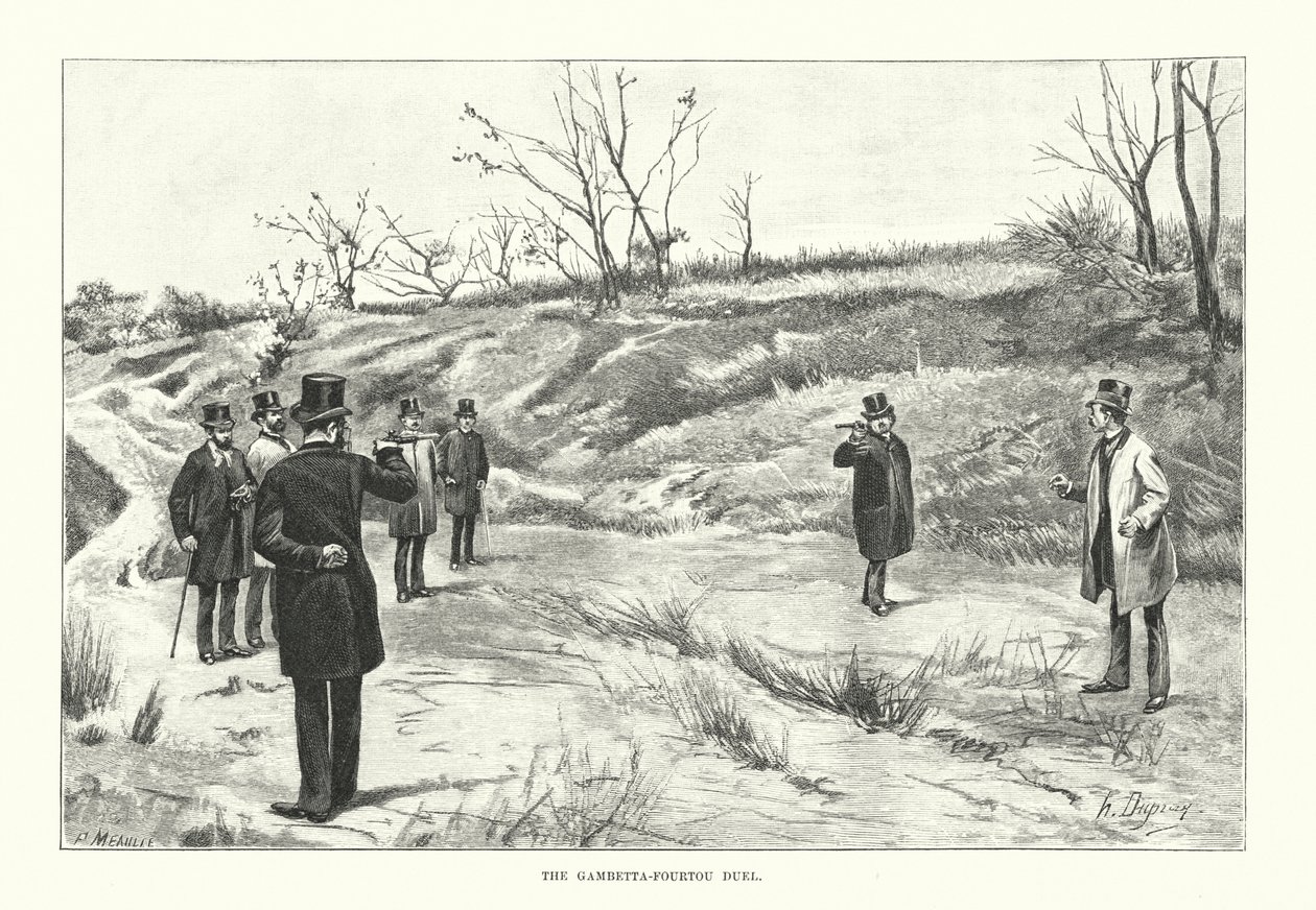 Het duel tussen Gambetta en Fourtou (gravure) door Henri-Louis Dupray