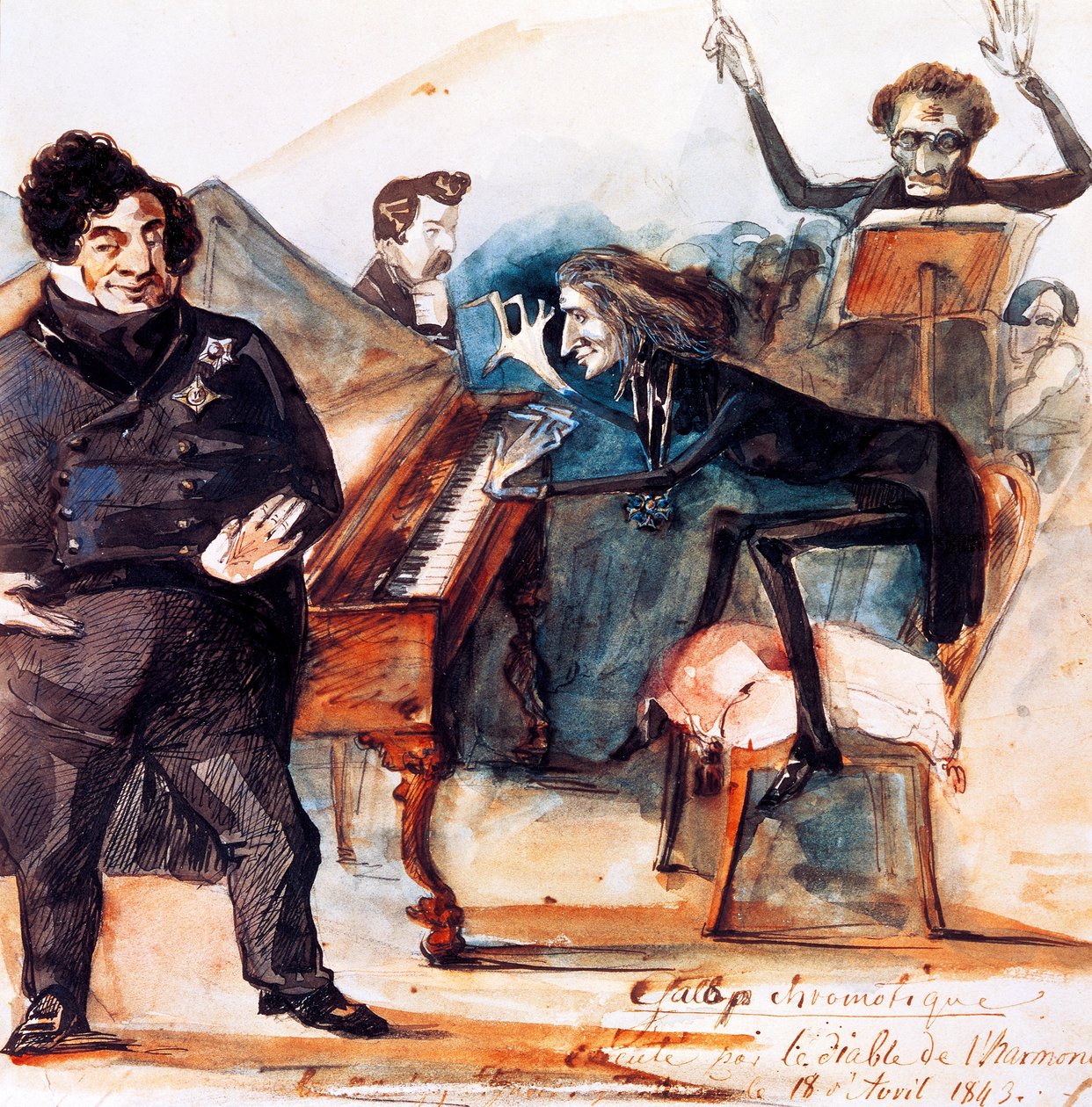 Karikatuur van Franz Liszt door Henri (1814-82) Lehmann