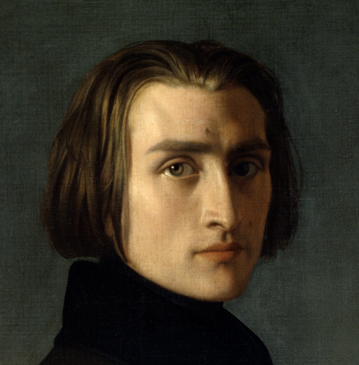 Portret van Franz Liszt (1811-1886), Hongaarse componist en pianist (detail) door Henri Lehmann