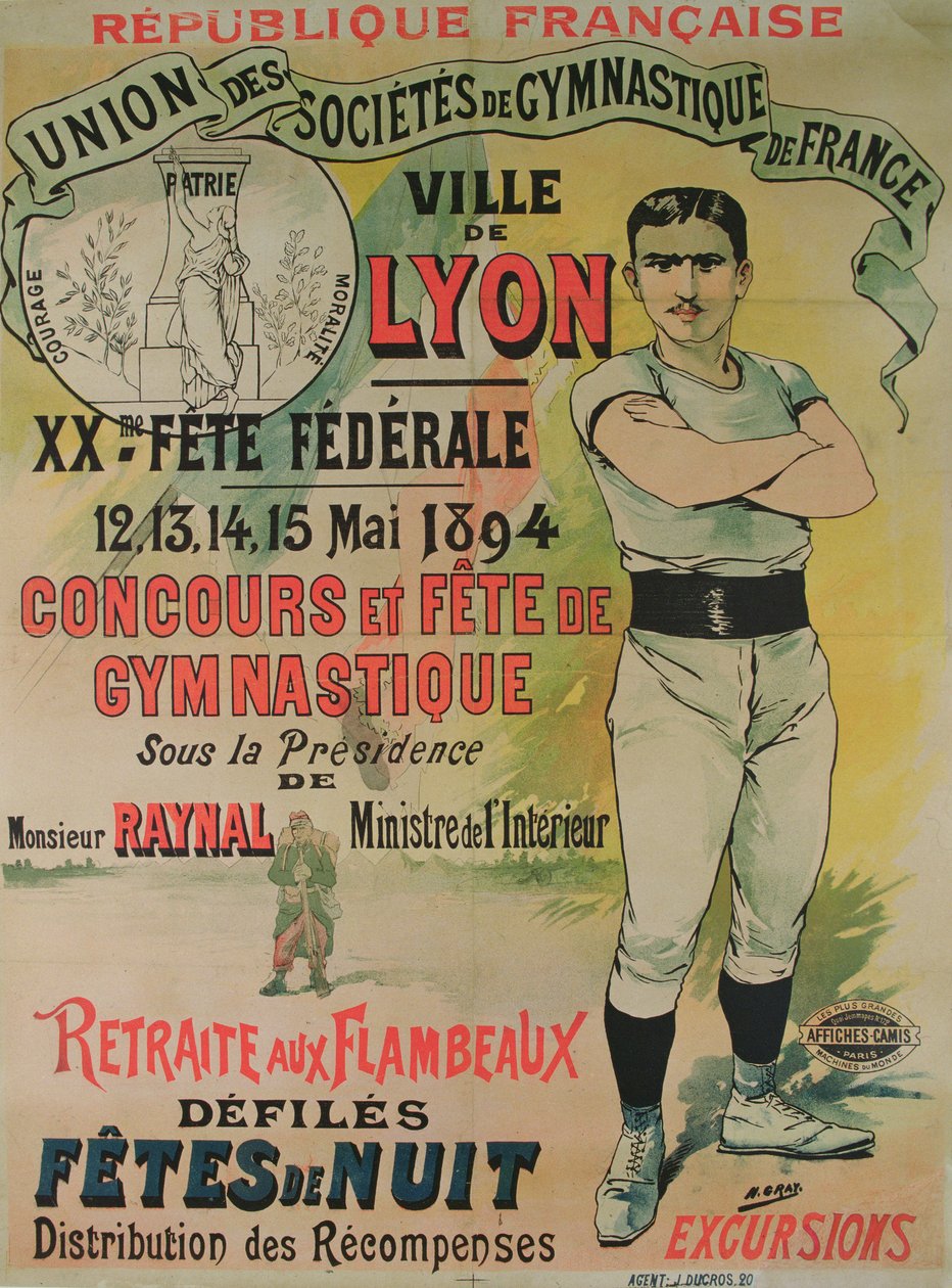 Poster voor een gymnastiekwedstrijd in Lyon door Henri  Gray