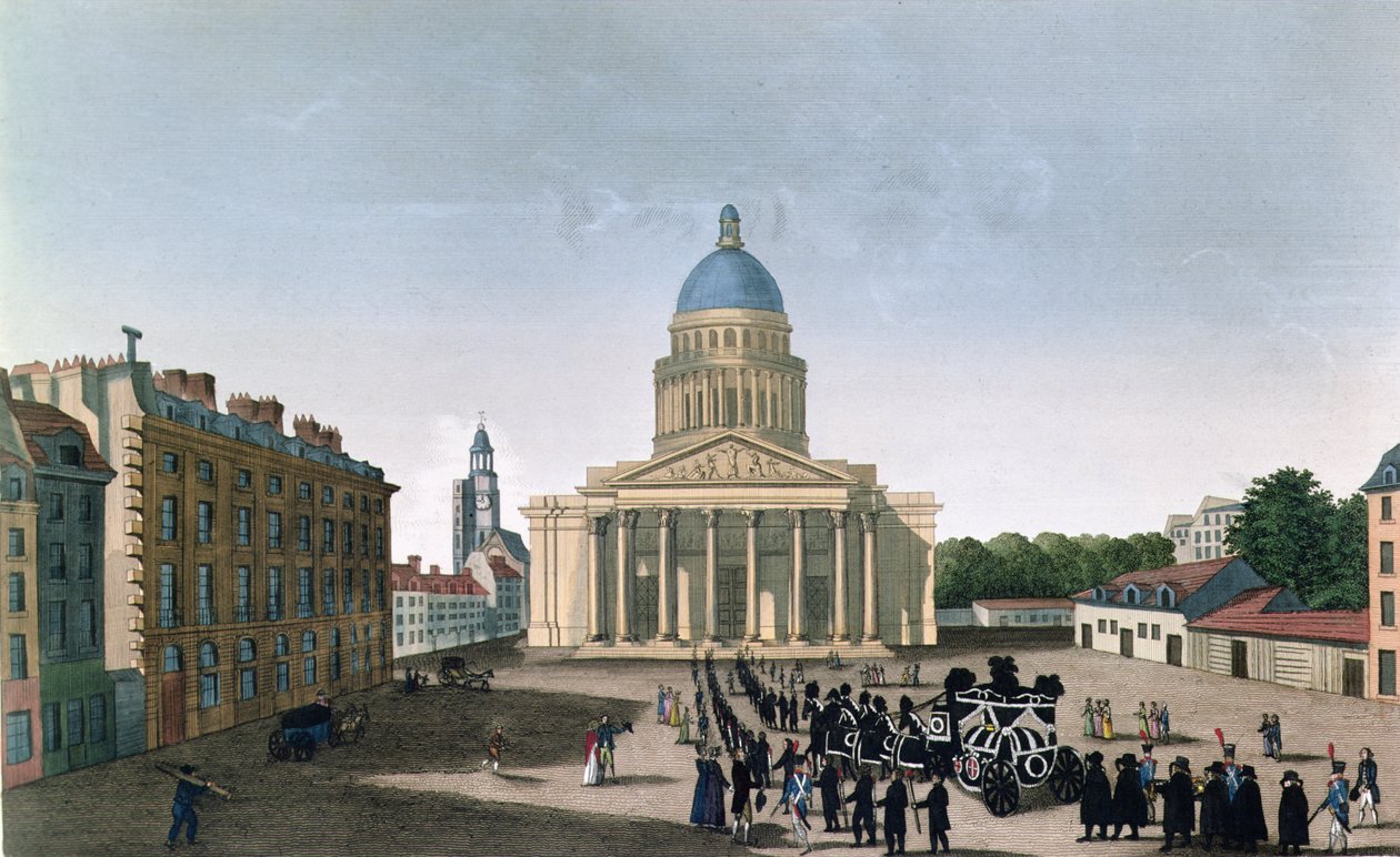 Begrafenisstoet buiten het Pantheon, c.1815-20 door Henri (after) Courvoisier Voisin