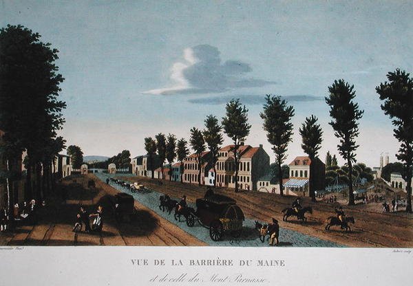 De Barriere du Maine, ca. 1815-20 (kleurgravure) door Henri (after) Courvoisier Voisin