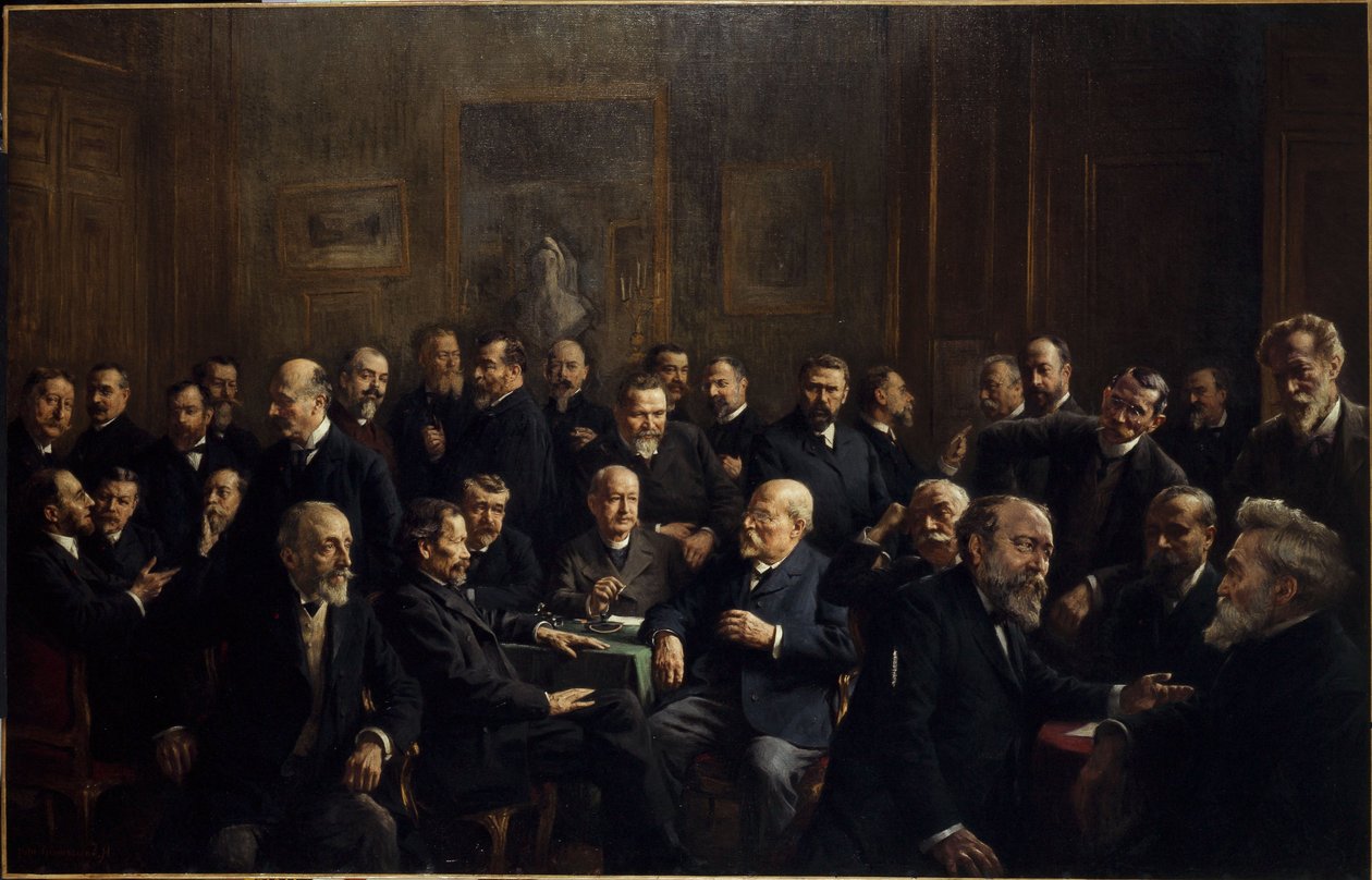 Collectief portret van leden van de Association des journalistes républicains Français door Henri Adolphe Laissement