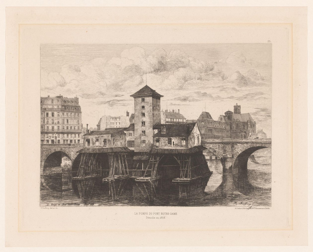 Gezicht op de Pont Notre-Dame door Henri Alexandre Saffrey