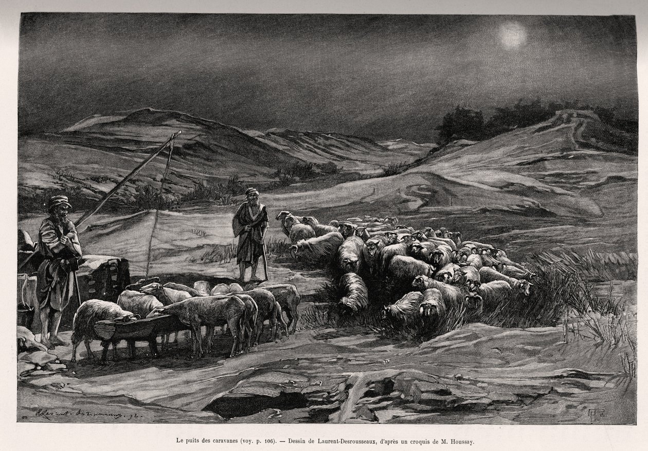De aanhanger goed. Gravure door Laurent Desrousseaux ter illustratie van het verhaal 