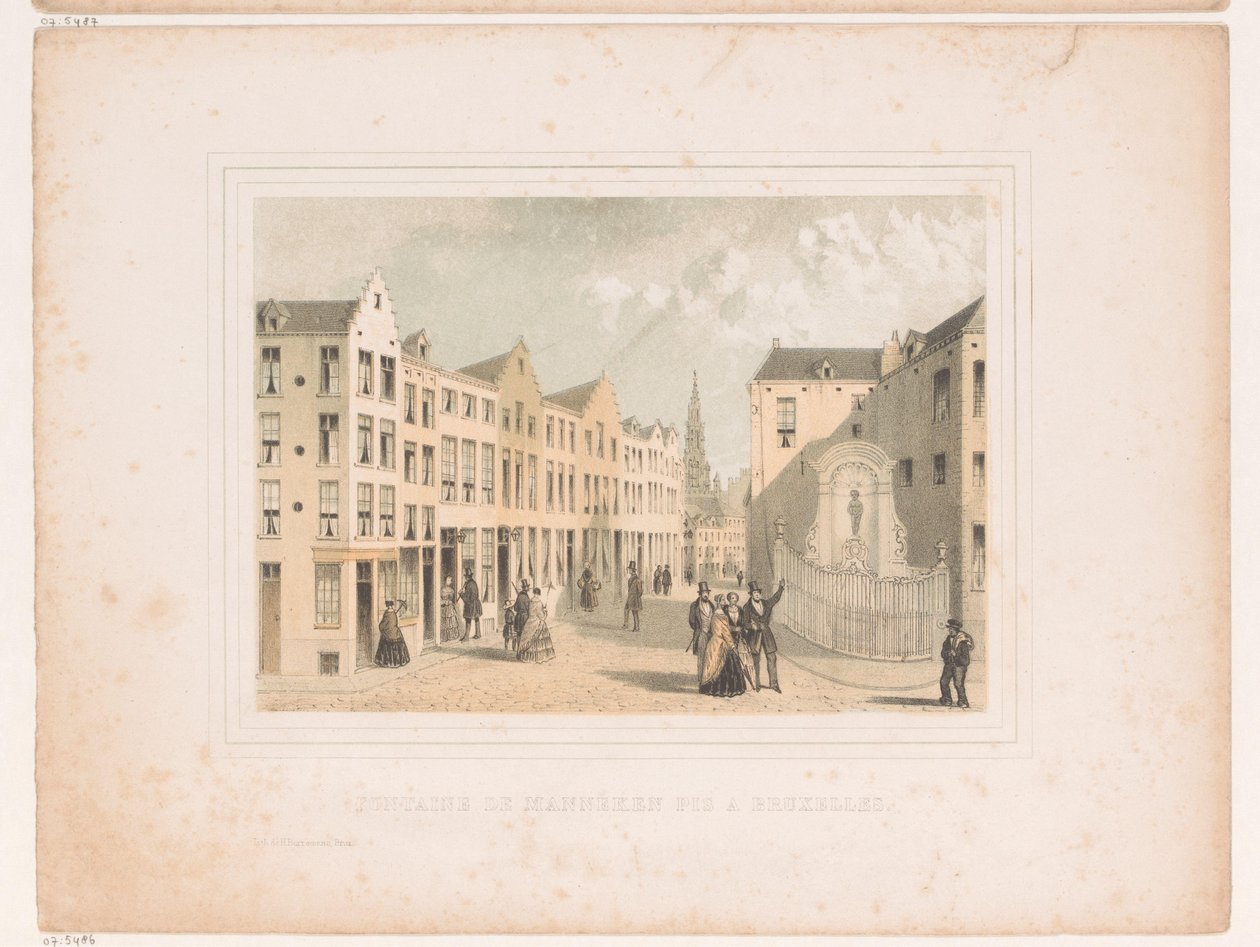 Gezicht op de fontein Manneken Pis door Henri Borremans (attributed to)