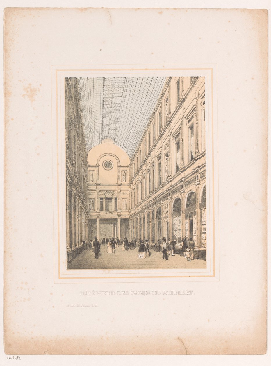 Interieur van de koninklijke Sint-Hubertusgalerijen te Brussel door Henri Borremans (attributed to)