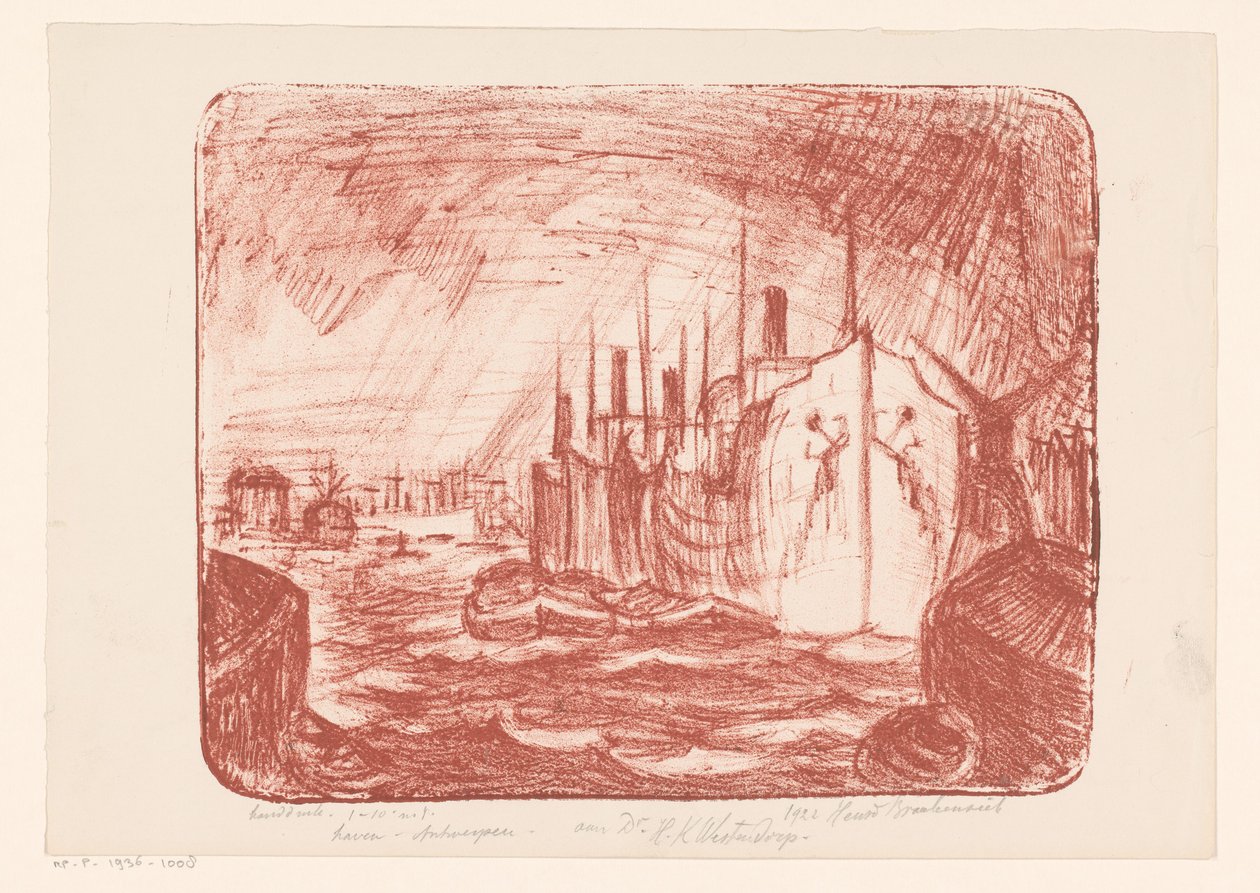 Haven van Antwerpen door Henri Braakensiek (signed by artist)