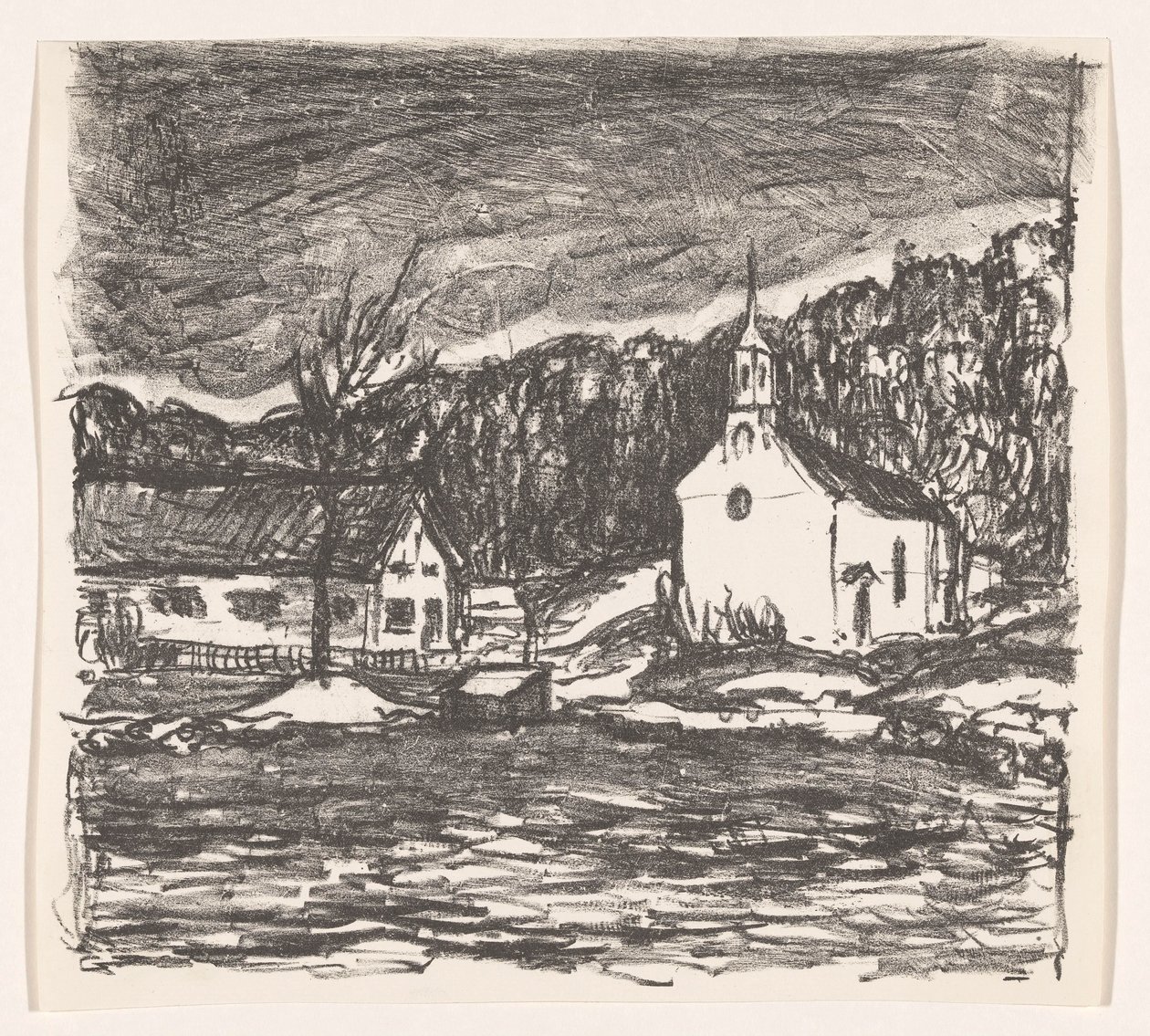 Heuvellandschap met kerk door Henri Braakensiek (signed by artist)