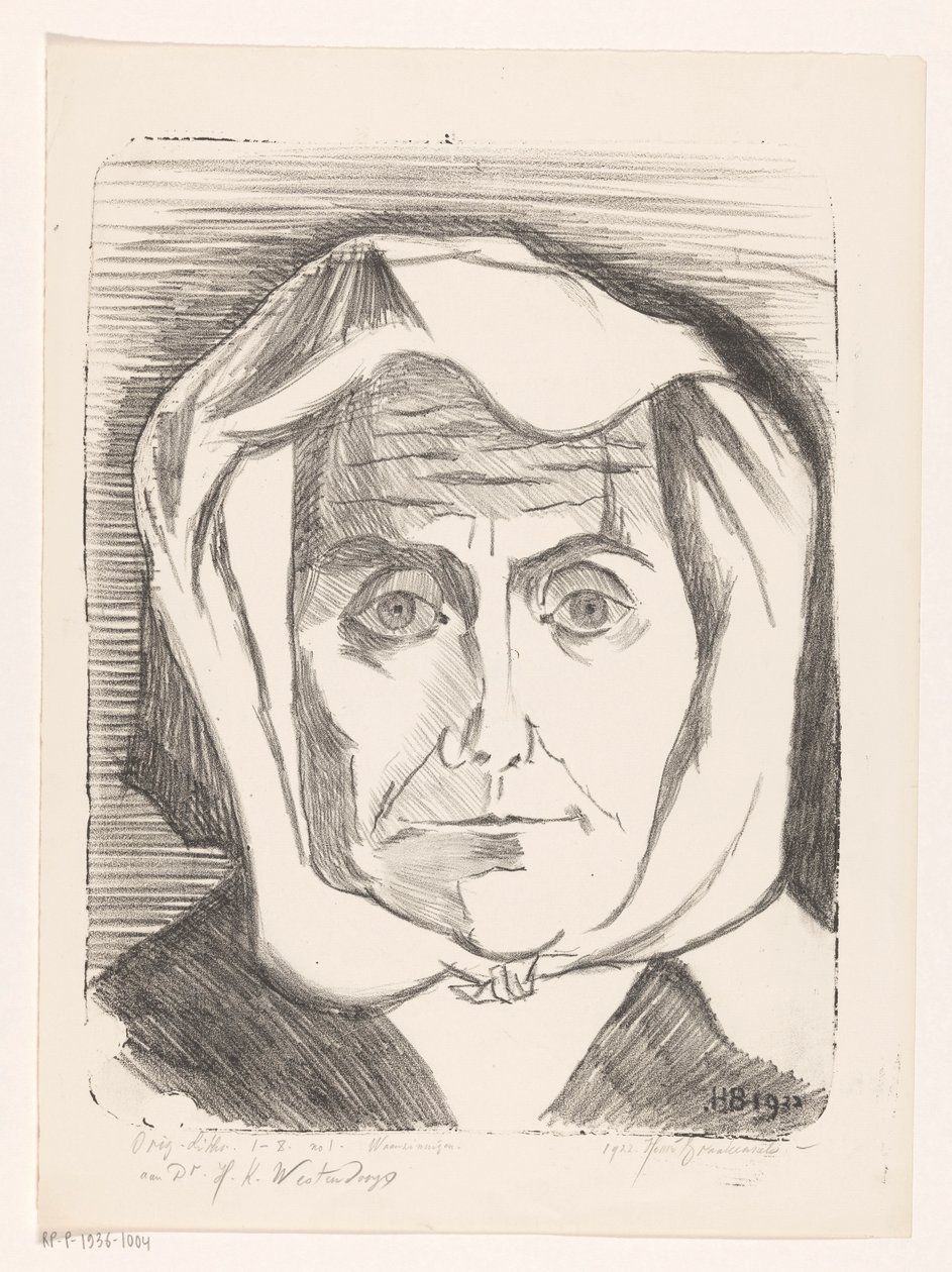 Portret van een onbekende vrouw door Henri Braakensiek (signed by artist)