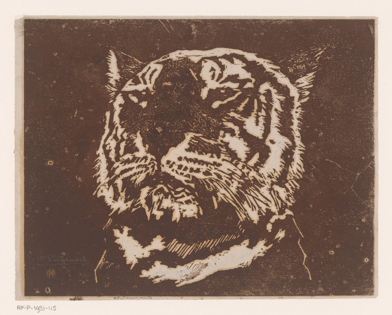 Tijger door Henri Charles Guérard (signed by artist)