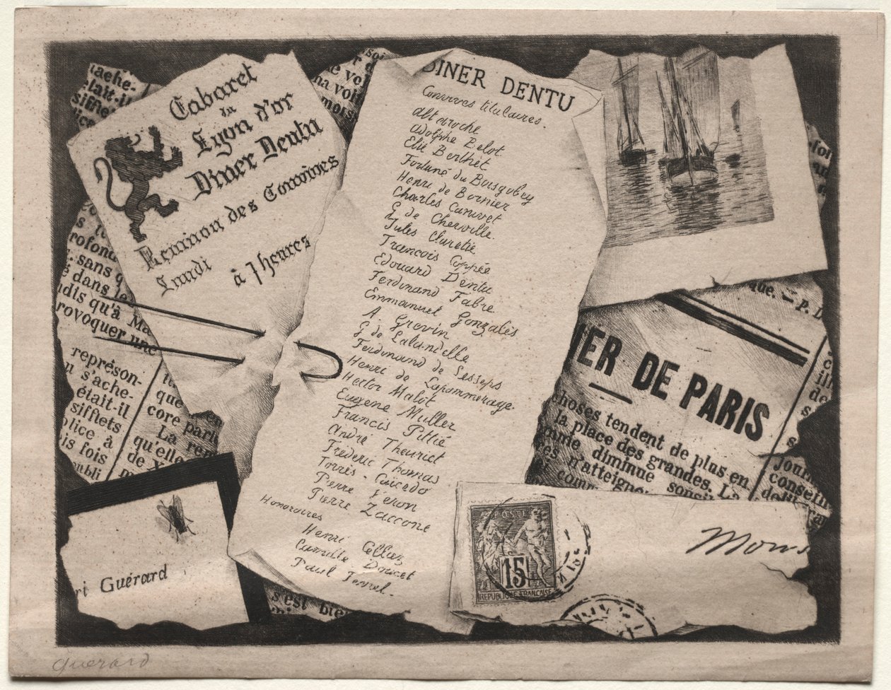 Dineruitnodiging, ca. 1882 door Henri Charles Guérard