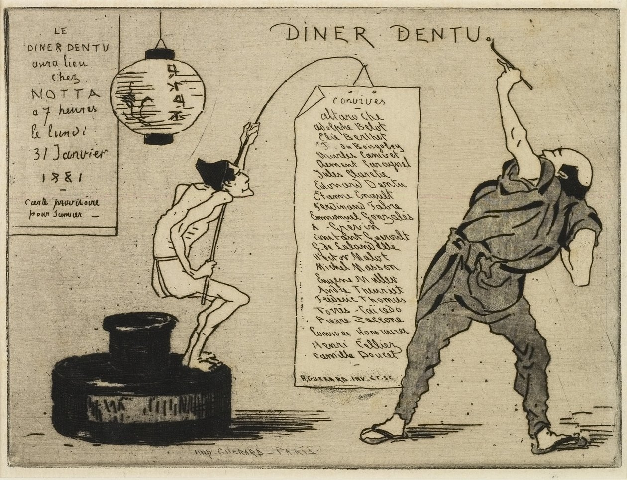 Japanner op een inktpot, 1881 door Henri Charles Guérard