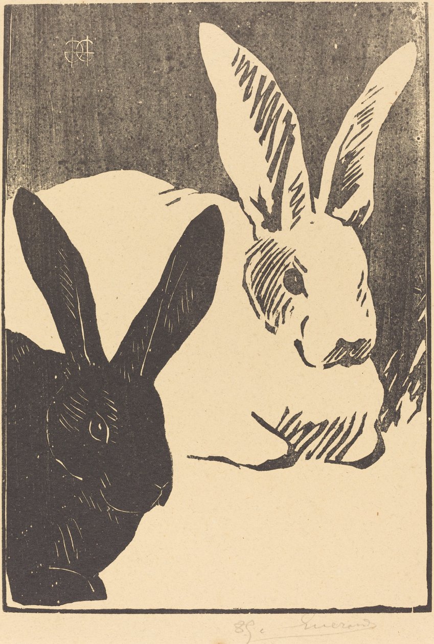 Konijnen (Les Lapins) door Henri Charles Guérard
