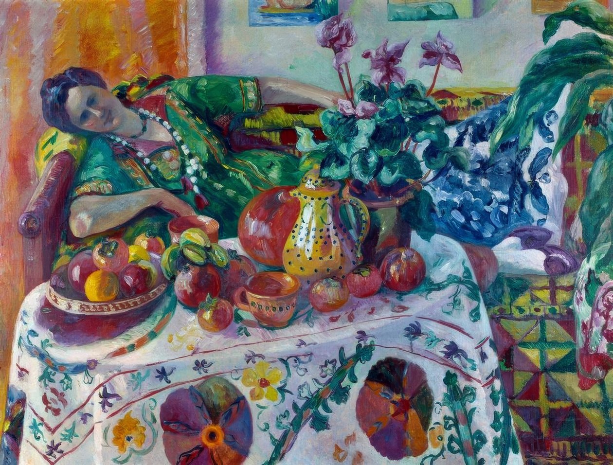 Jeanne liggend op een canapé, of De kleine odalisk door Henri Charles Manguin