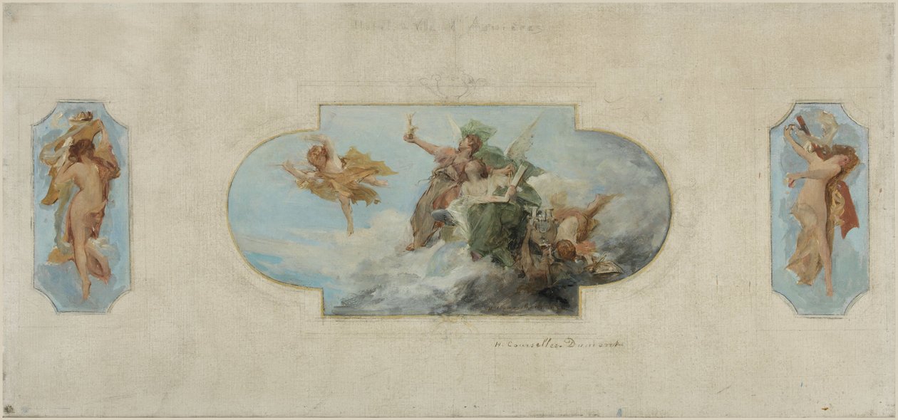Schets voor het stadhuis van Asnières: Allégorie des Arts (plafond van de feestzaal), tussen 1900 en 1903 door Henri Courselles Dumont
