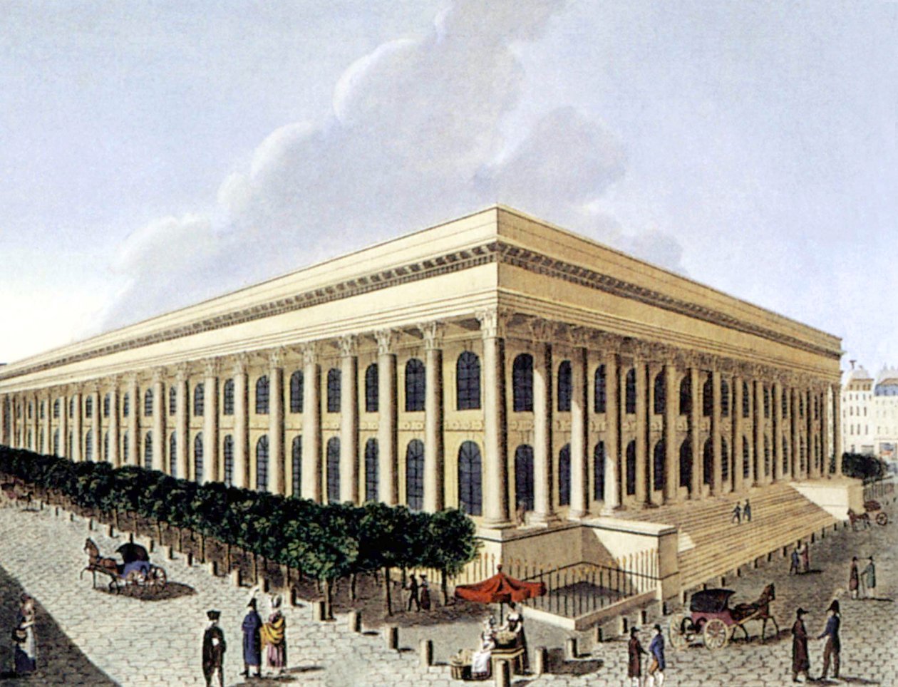 Beurs van Parijs, begin 19e eeuw (gravure) door Henri Courvoisier Voisin