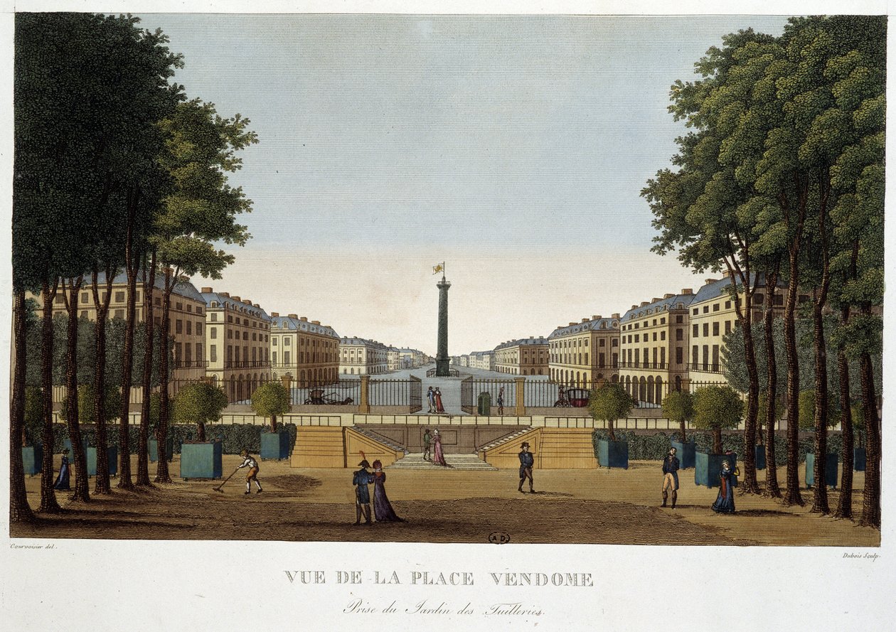 Place Vendôme, zicht op een tuin - Parijs door Courvoisier door Henri Courvoisier Voisin