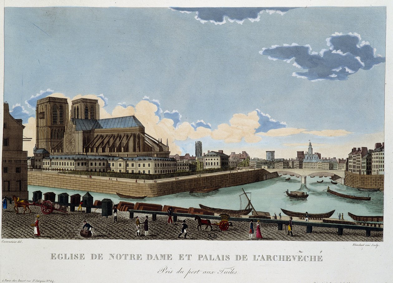 De kerk van Notre-Dame en het paleis van de Aartsbisschop - in 