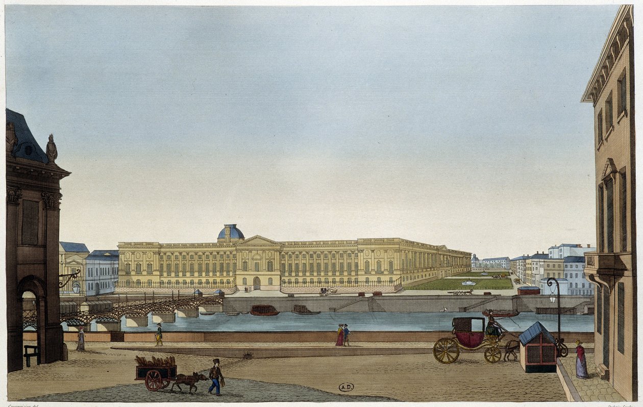 Uitzicht op het Louvre en de Pont des Arts van de linkeroever - in 