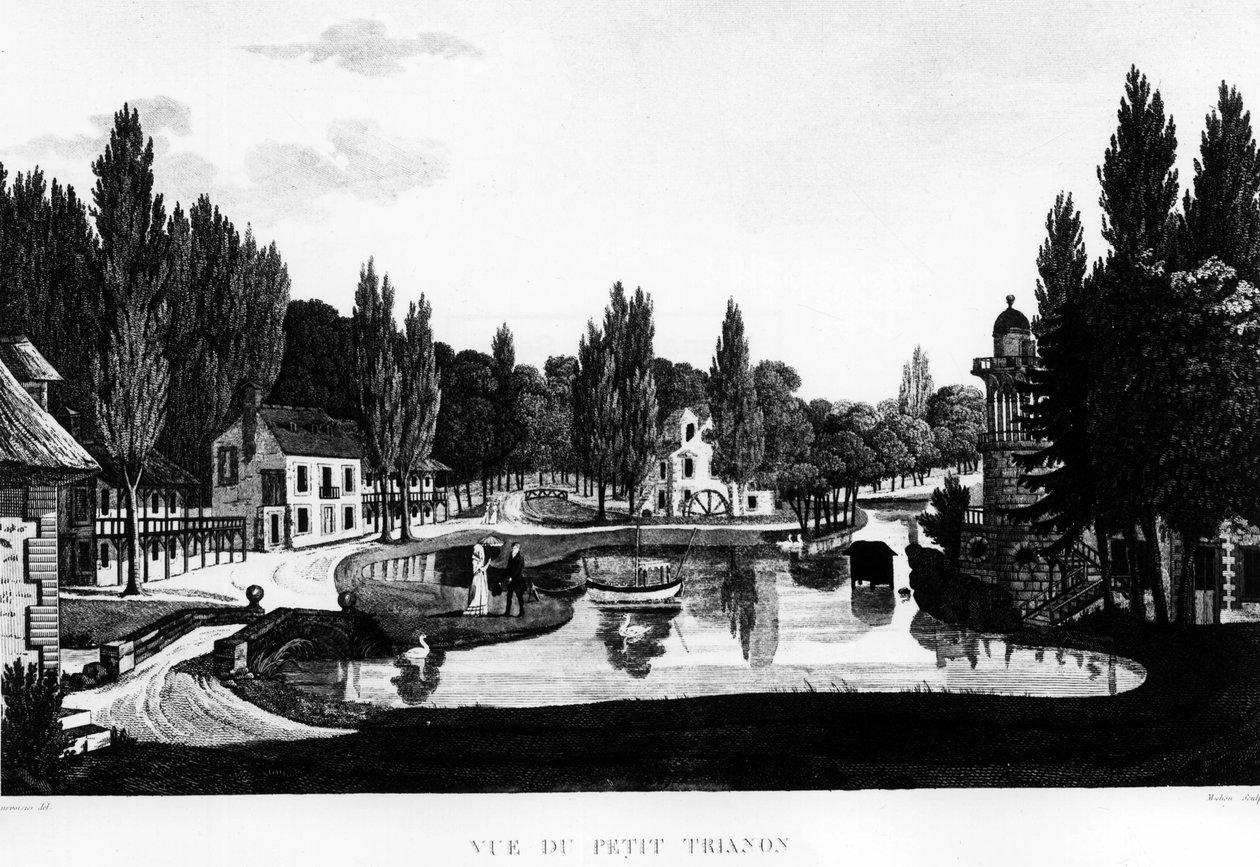 Uitzicht op de Peer Trianon in Versailles - tekening door Courvoisier door Henri Courvoisier Voisin