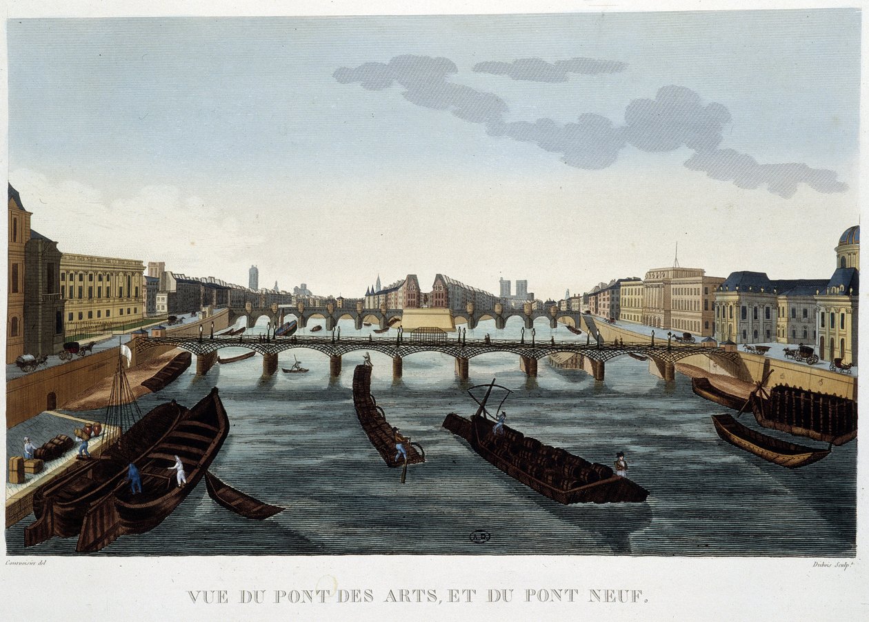 Zicht op de Pont des Arts en de Pont Neuf - door Courvoisier door Henri Courvoisier Voisin