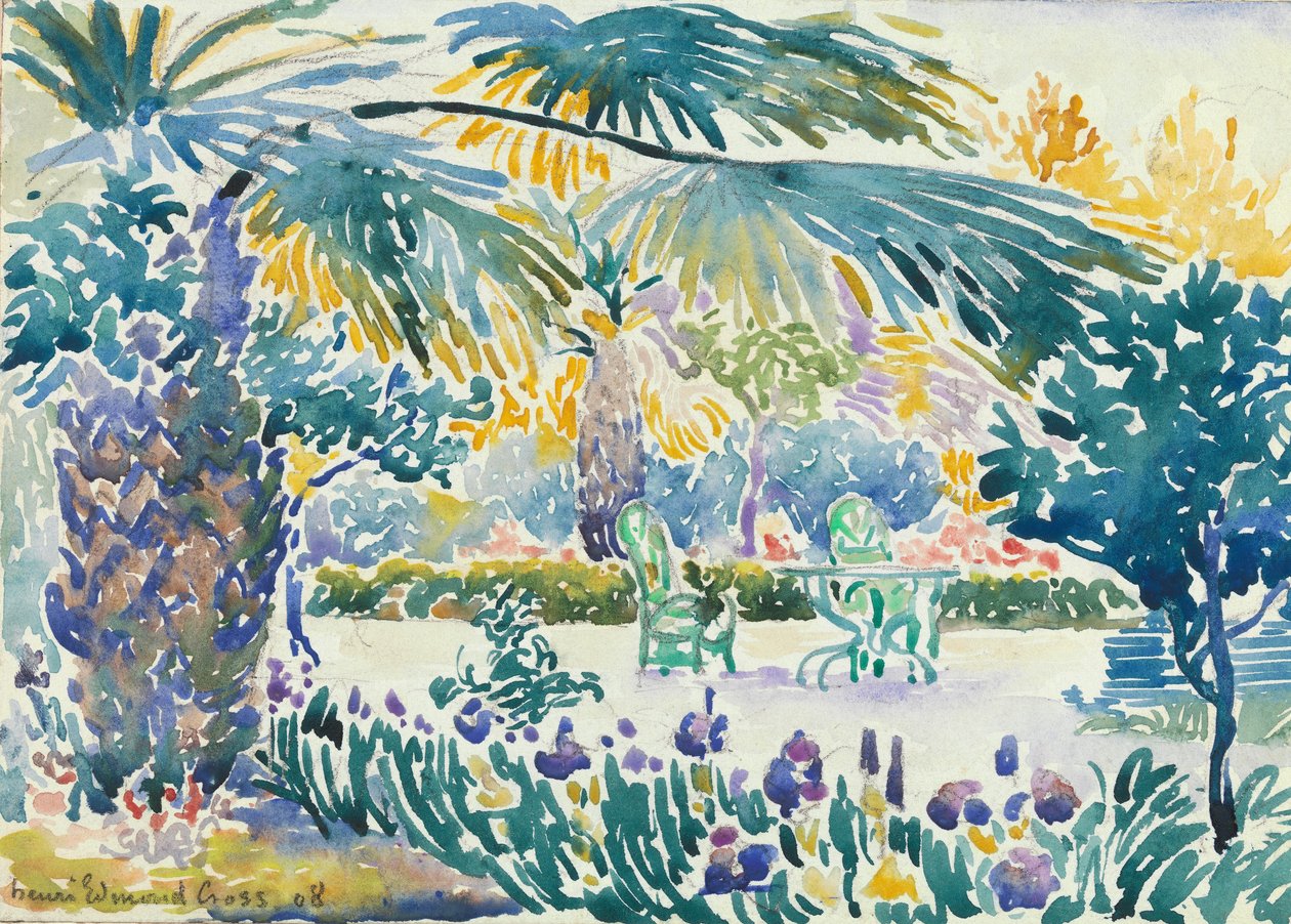 Tuin van de Schilder in Saint Clair, 1908 door Henri Edmond Cross