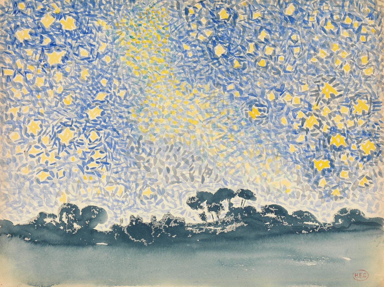 Landschap met Sterren, c.1905-08 door Henri Edmond Cross