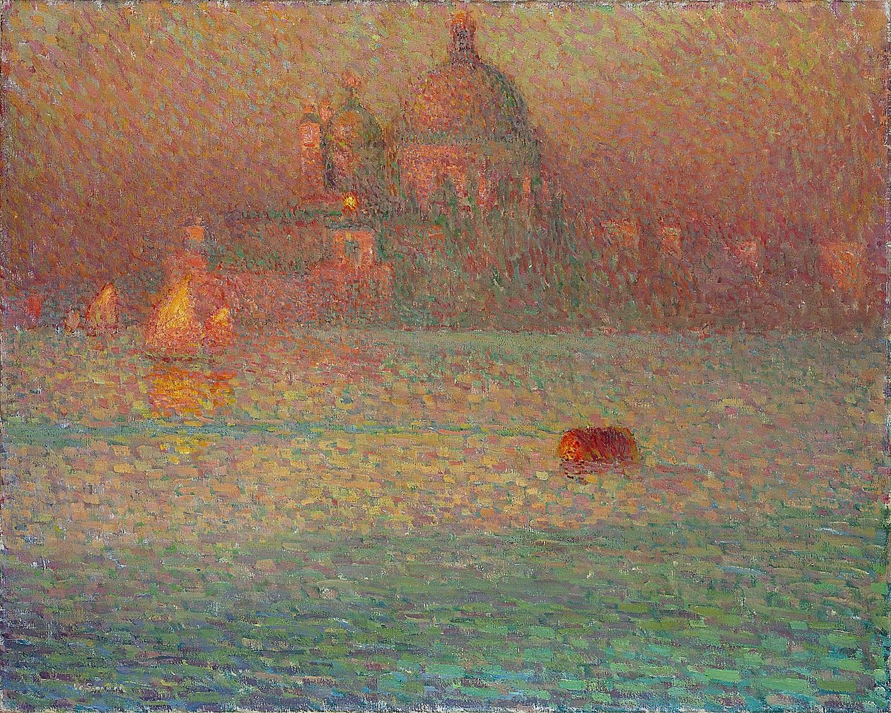 Vuurwerk - Winterochtend in Venetië door Henri Eugene Augustin Le Sidaner