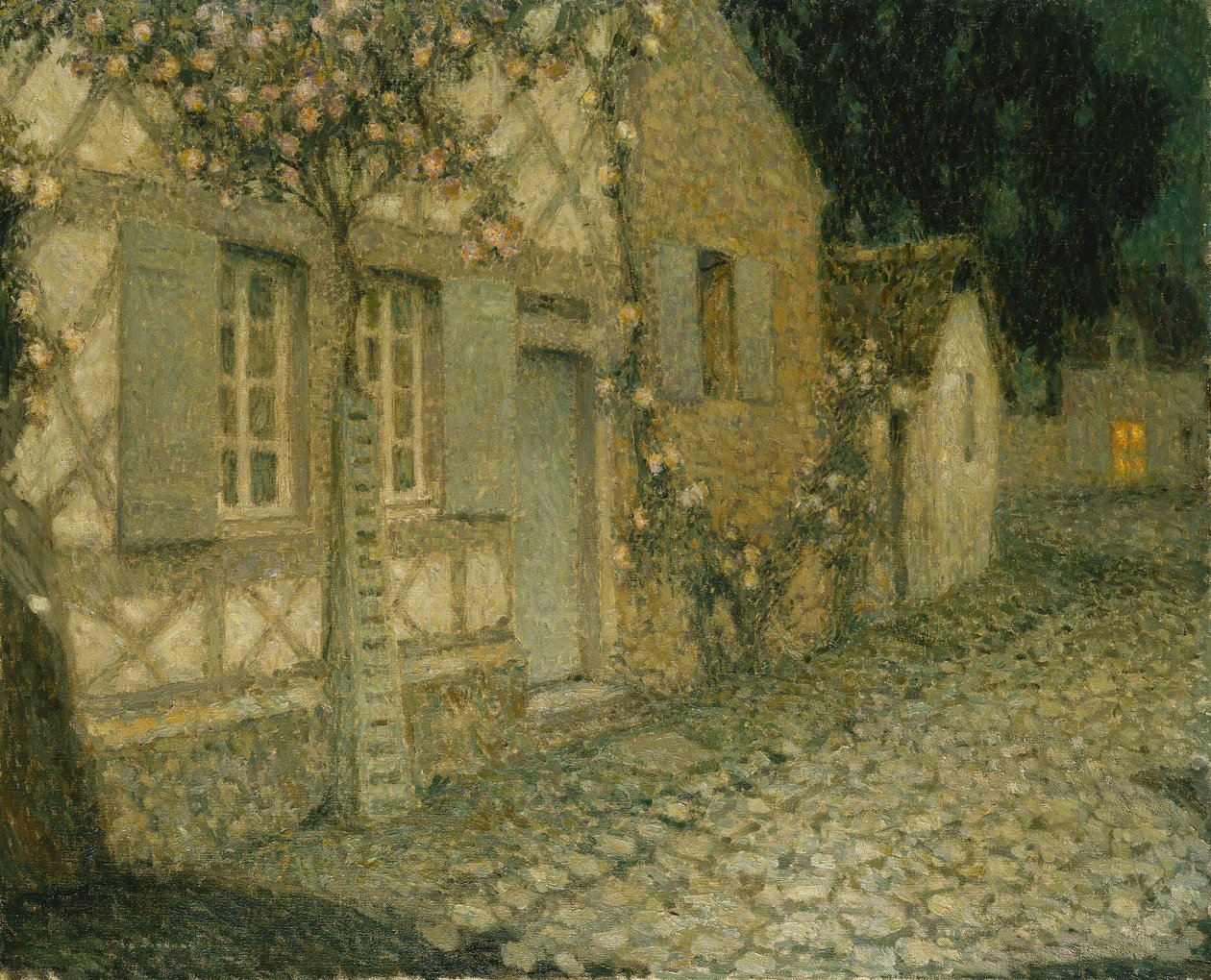 Het Huis van de Tuinman in het Maanlicht, Gerberoy door Henri Eugene Augustin Le Sidaner