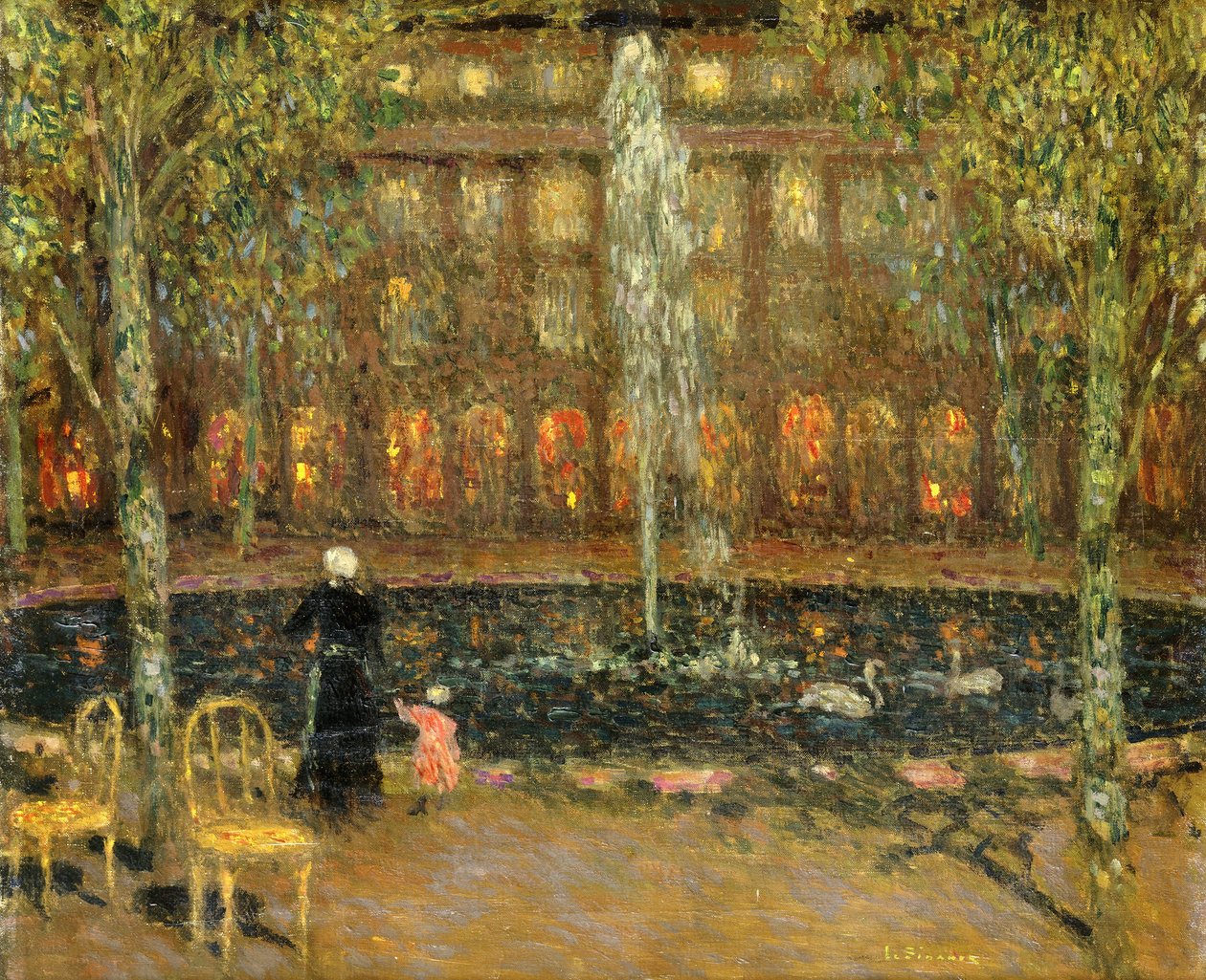 De Vijver bij het Palais Royal door Henri Eugene Augustin Le Sidaner