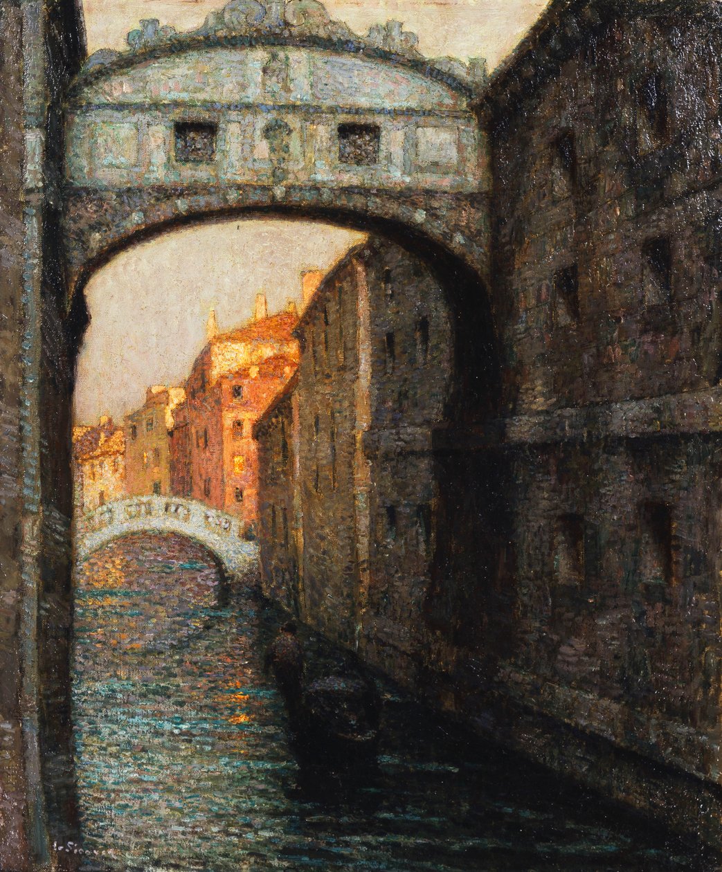 Venetië - de Brug der Zuchten door Henri Eugene Augustin Le Sidaner