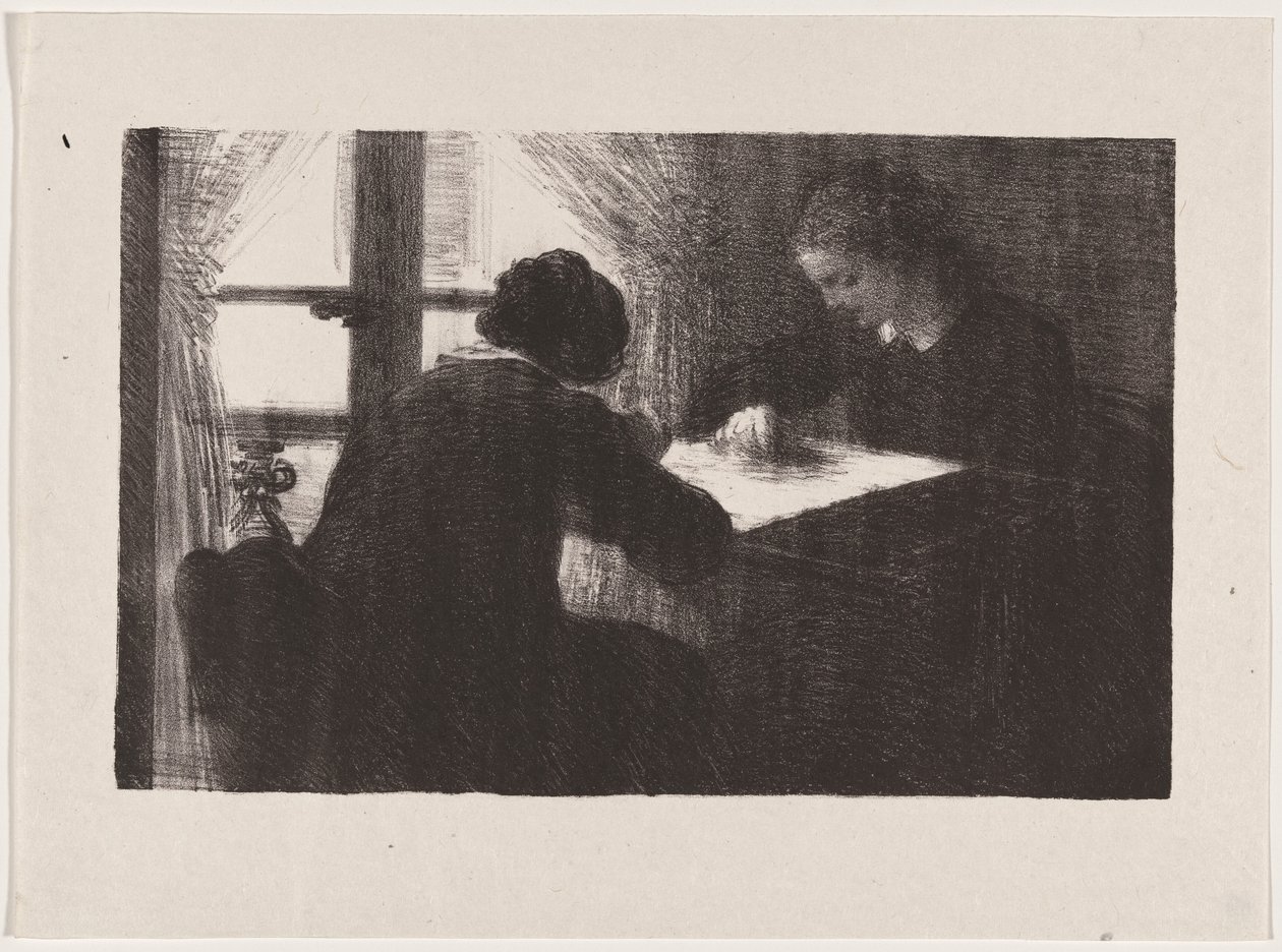 Interieur (De borduursters) door Henri Fantin-Latour