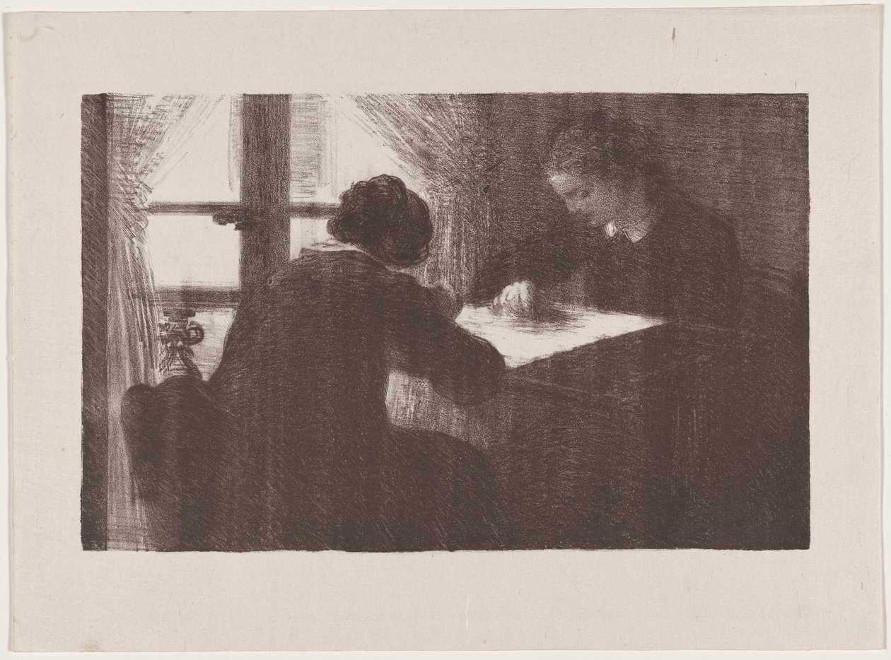Interieur (De borduursters) door Henri Fantin-Latour