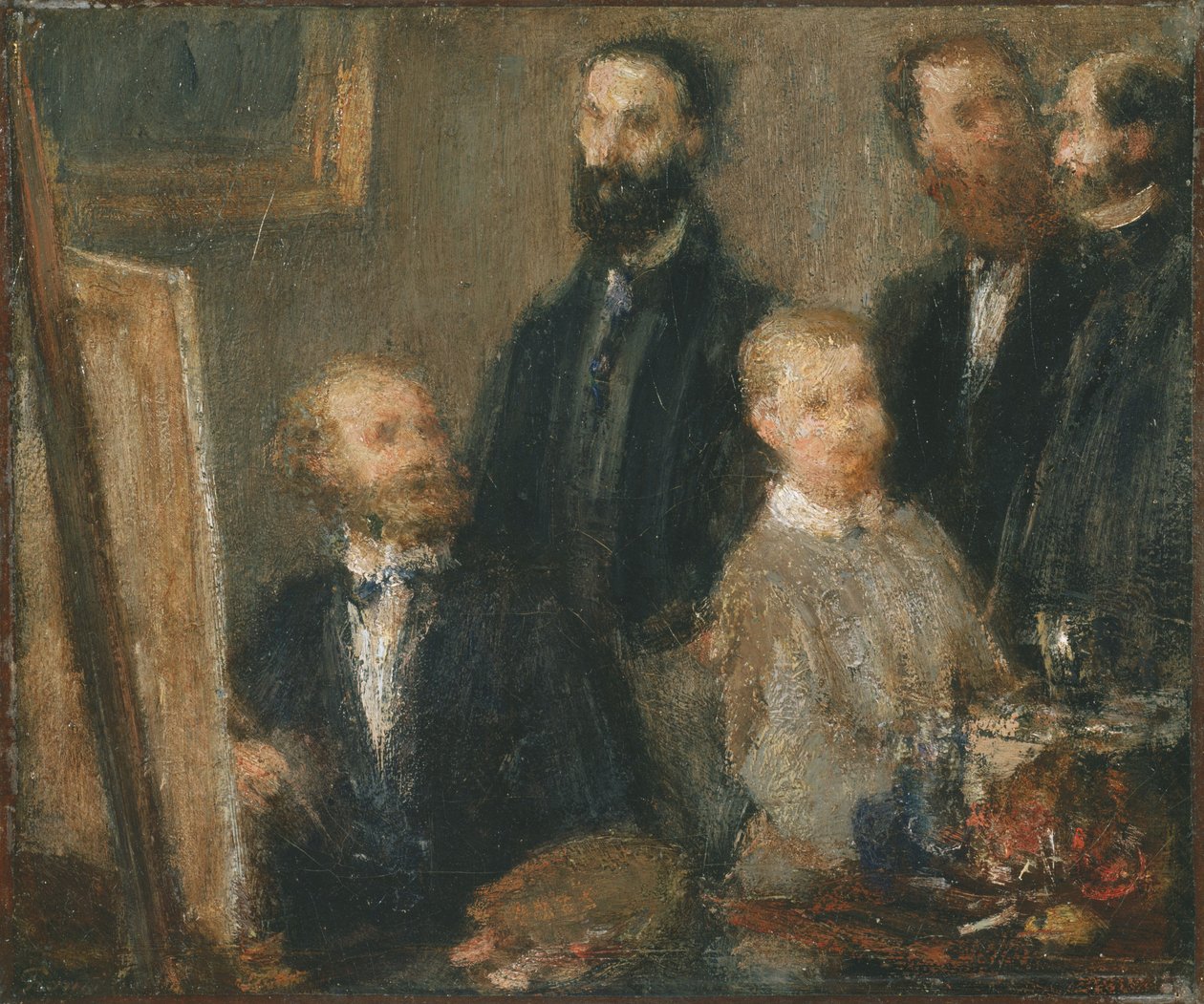 Manet in zijn atelier door Henri Fantin-Latour