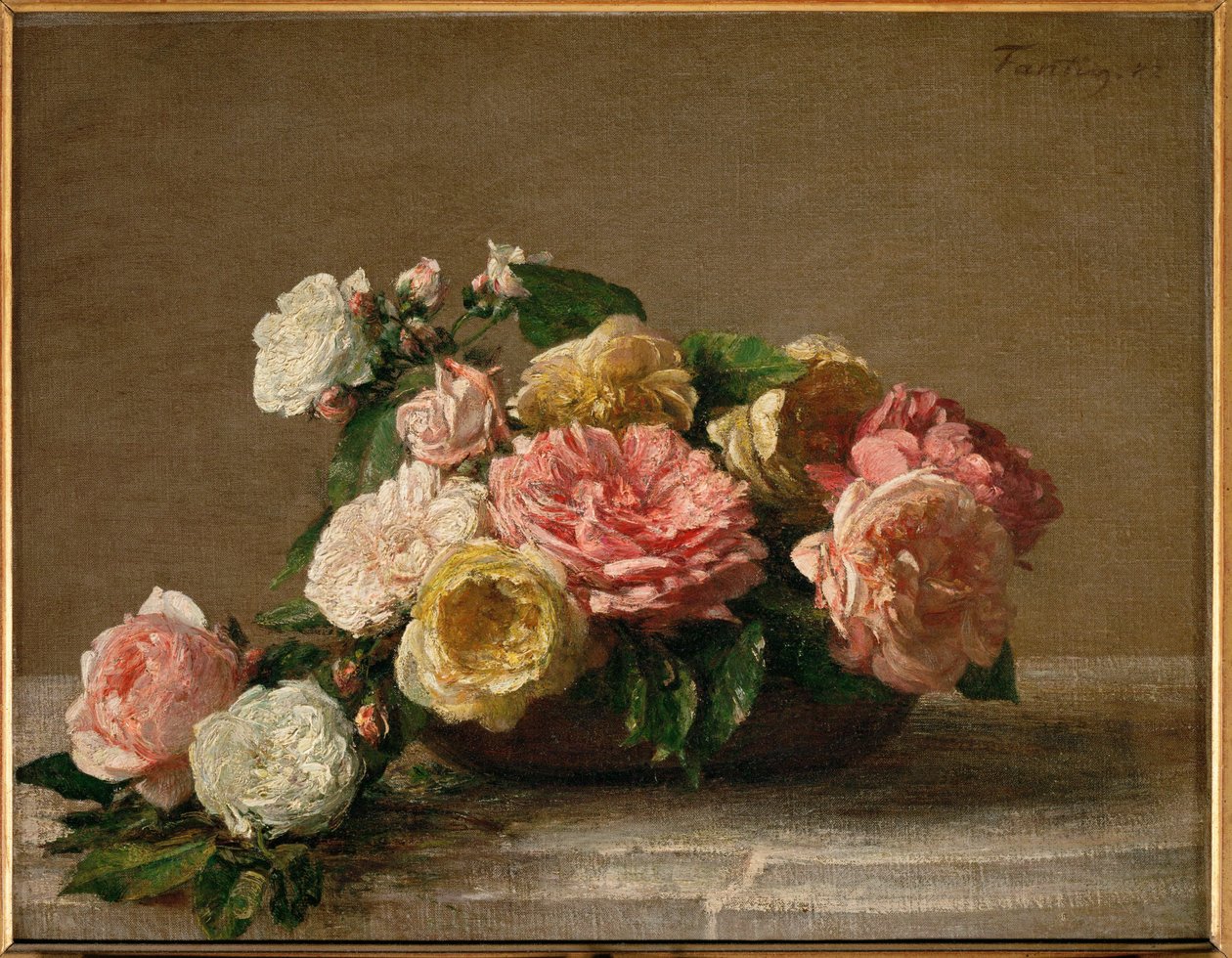 Rozen in een kom door Henri Fantin-Latour