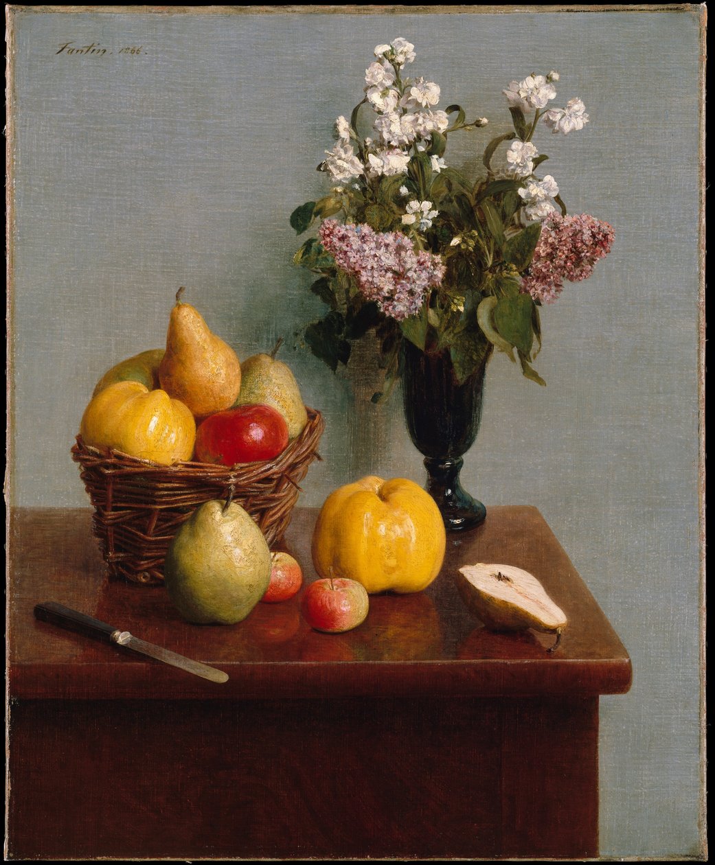 Stilleven met bloemen en fruit door Henri Fantin-Latour