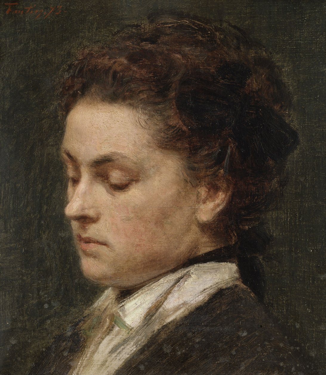 Studie voor het portret van Victoria Dubourg, vrouw van de kunstenaar door Henri Fantin-Latour