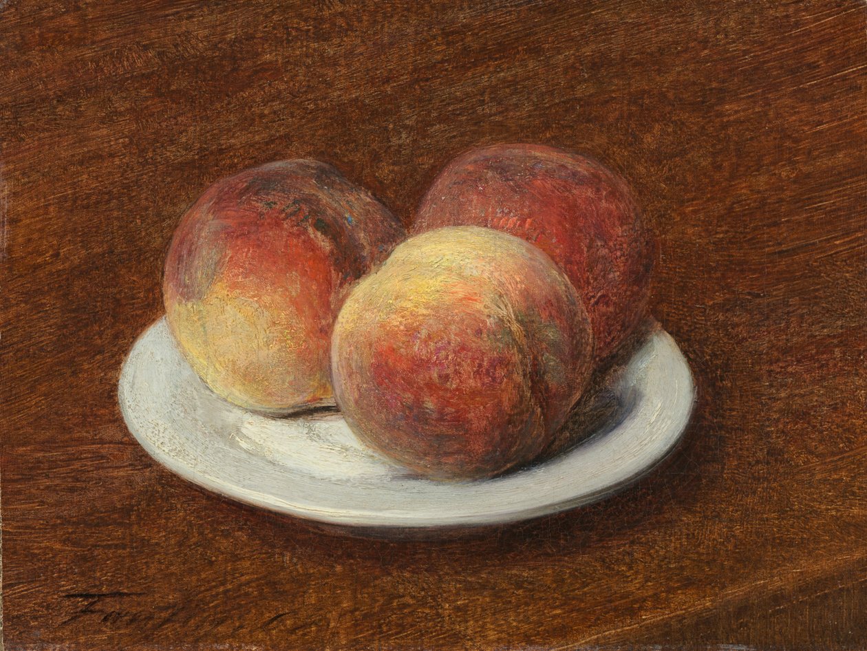 Drie perziken op een bord door Henri Fantin-Latour