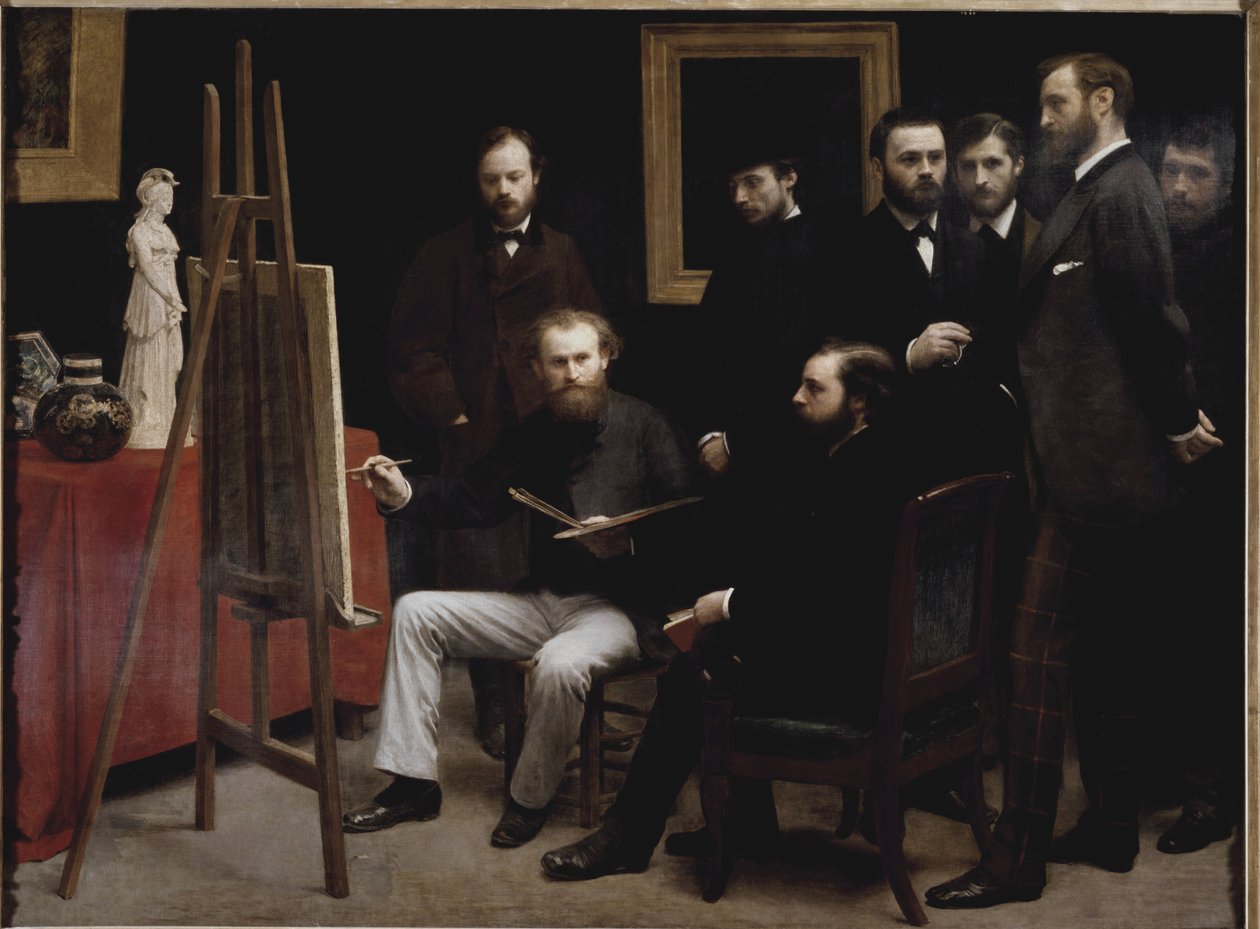 Een werkplaats in de Batignolles (met verschillende portretten van kunstenaars) door Ignace Henri Jean Fantin-Latour