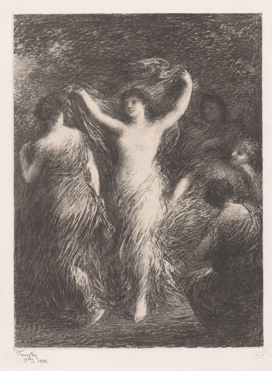 Dansende en toekijkende vrouwen door Ignace Henri Jean Fantin-Latour
