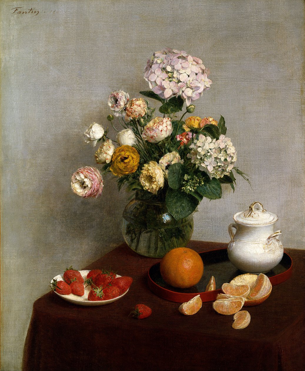 Bloemen en fruit door Henri Fantin Latour