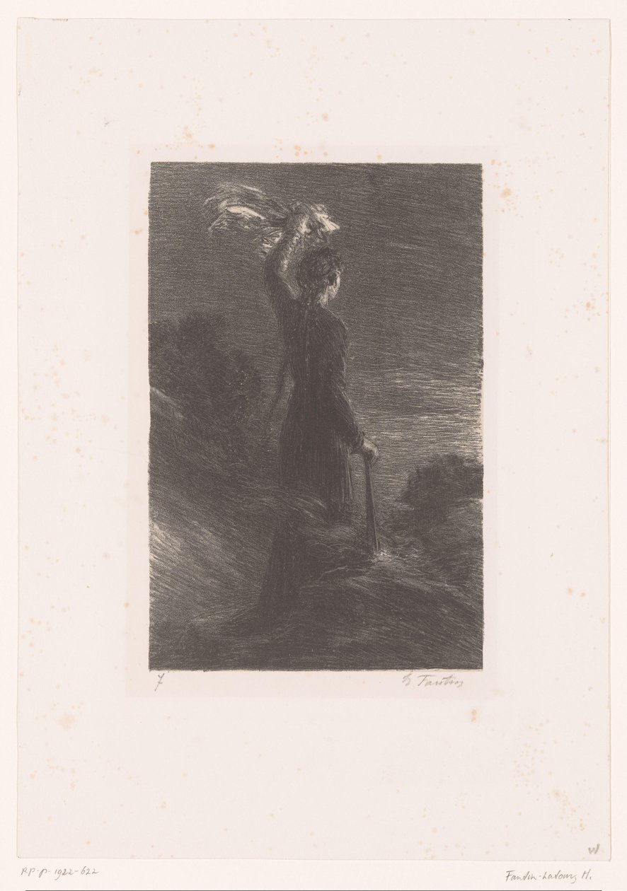 Isolde geeft Tristan het afgesproken sein door Ignace Henri Jean Fantin Latour