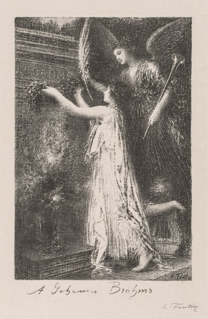 Aan Johannes Brahms door Ignace Henri Jean Fantin Latour