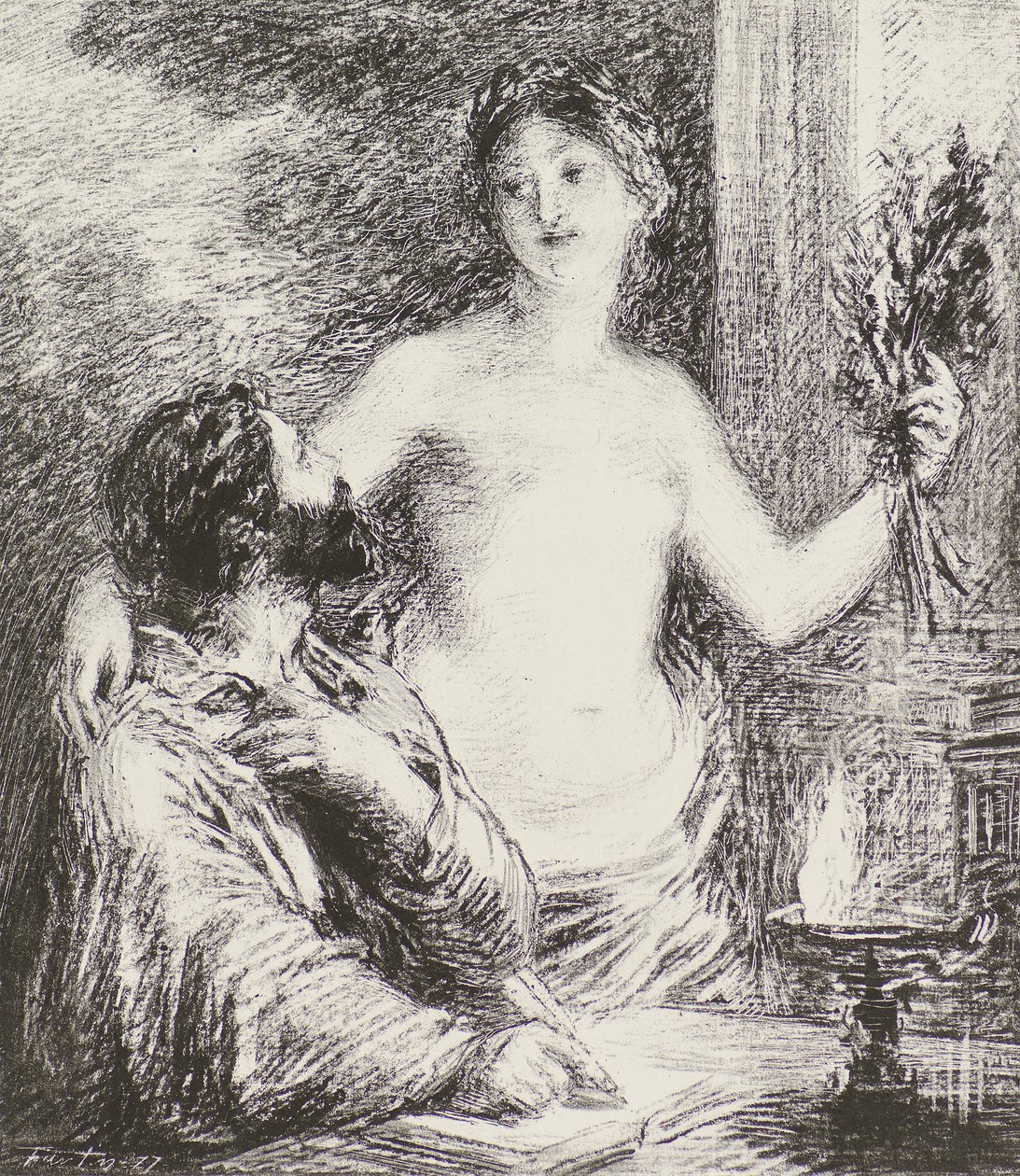 De muzikant door Ignace Henri Jean Fantin Latour
