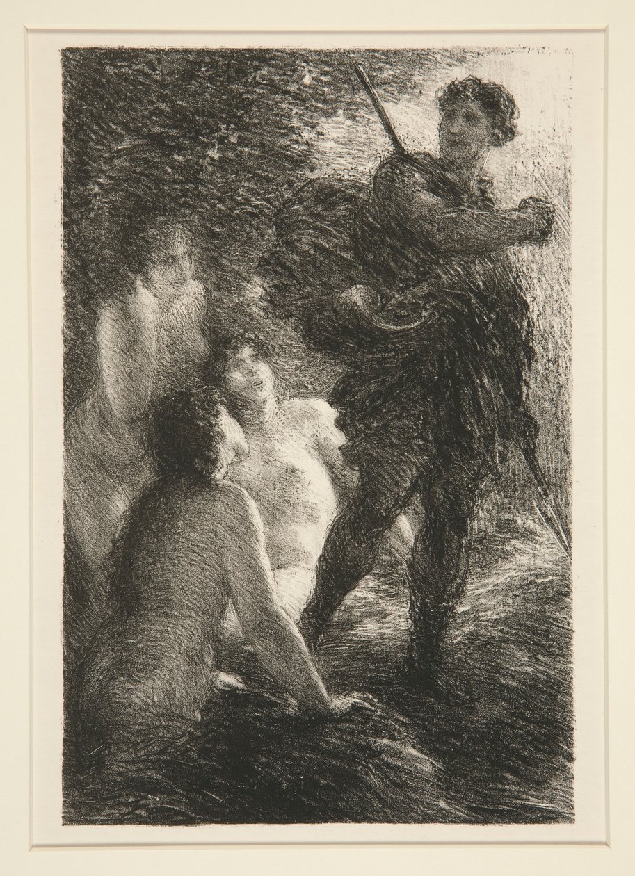 De schemering der goden: Act III, Siegfried en de Rijndochters door Ignace Henri Jean Fantin Latour